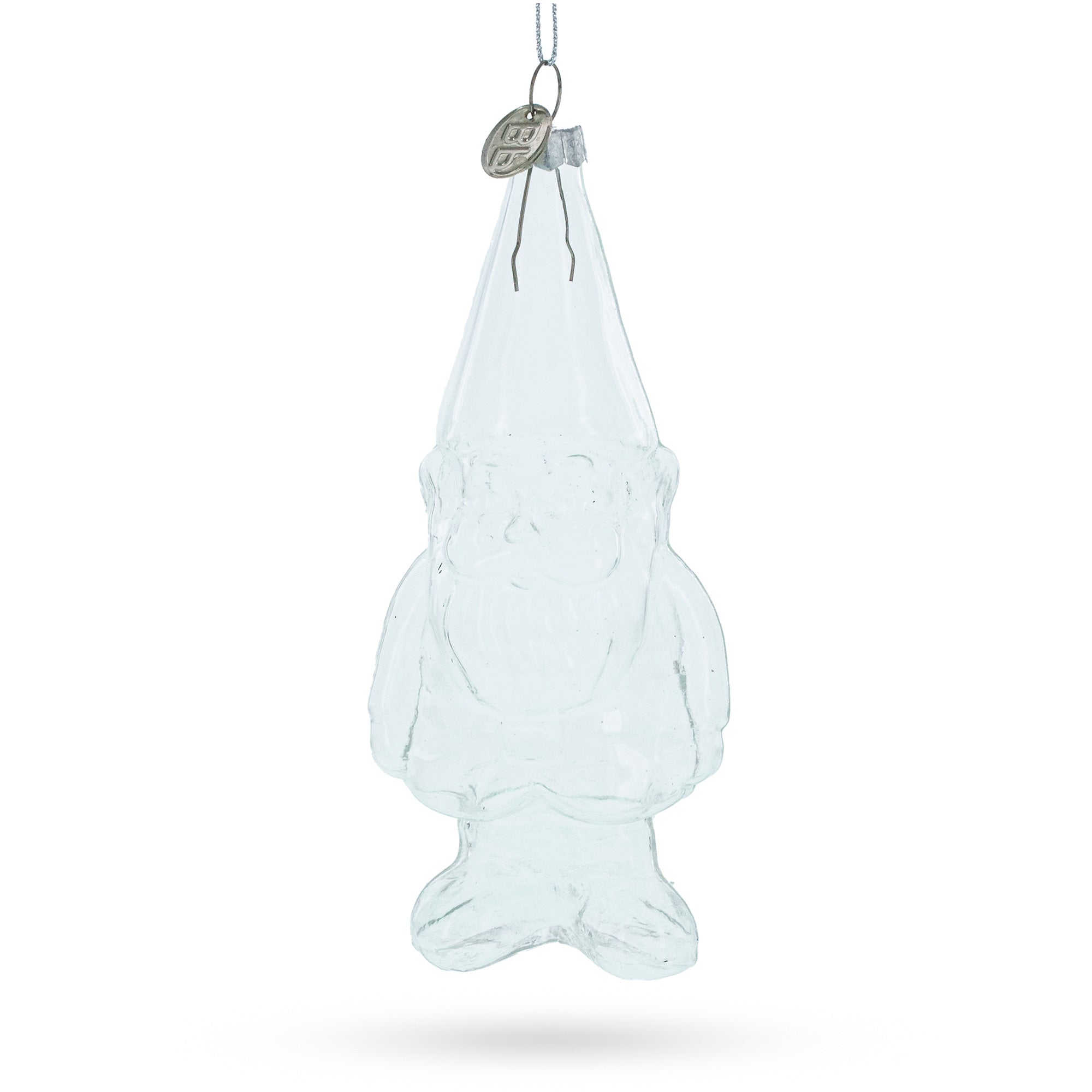 Whimsical Enchanted Gnome - Clear Blown Glass Christmas Ornament