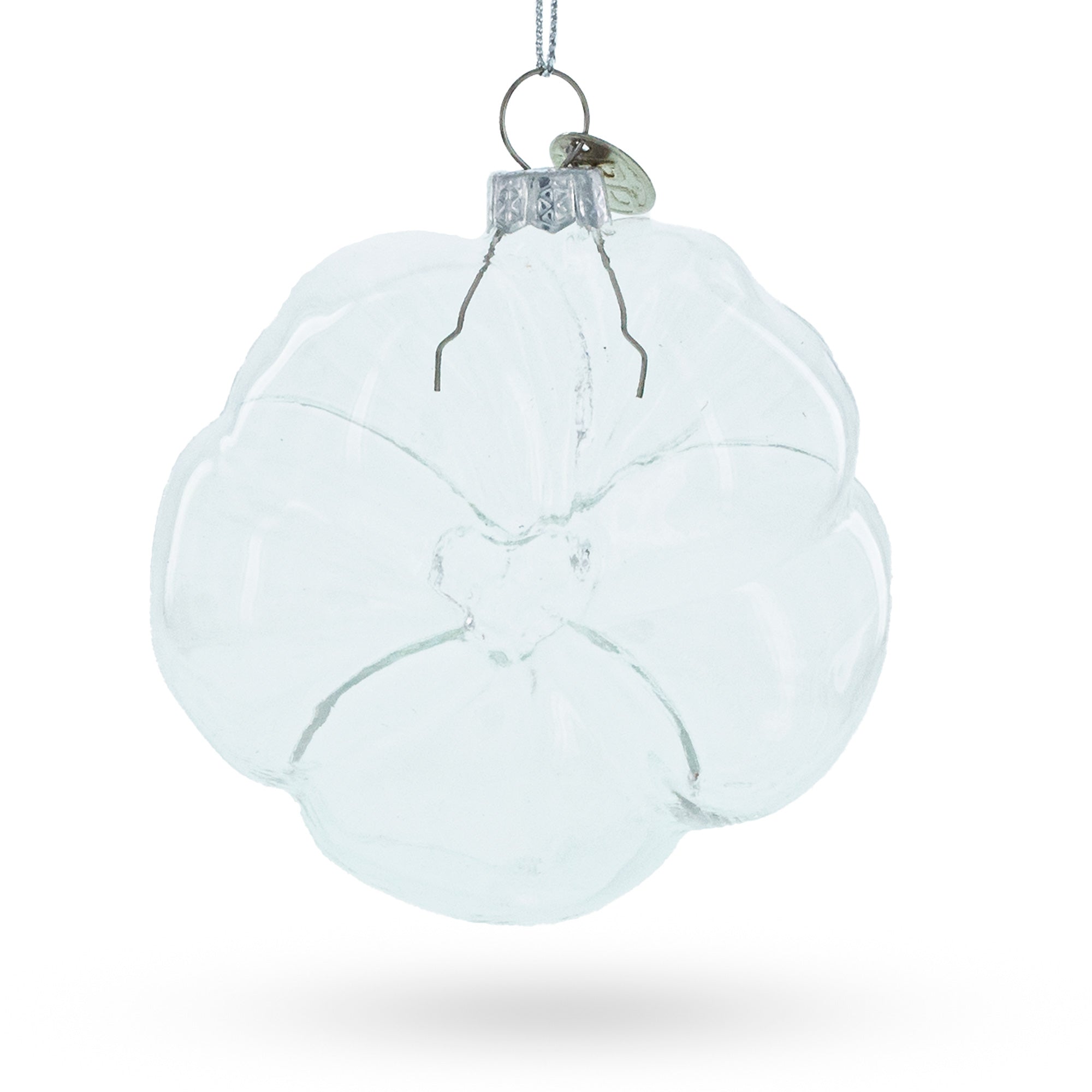 Blossoming Beauty: Flower-shaped - Clear Blown Glass Christmas Ornament