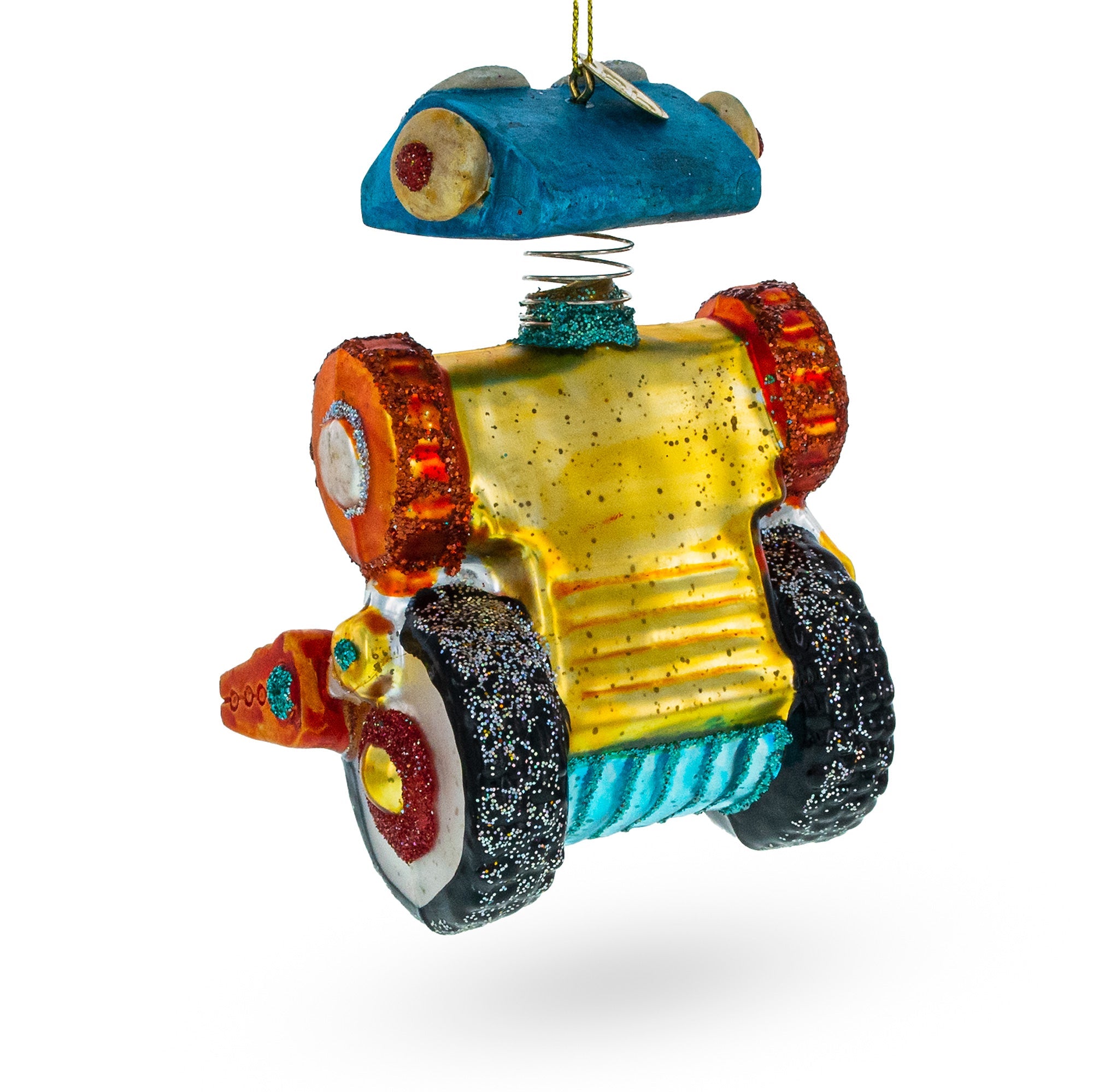 Futuristic Robot On Wheels - Blown Glass Christmas Ornament