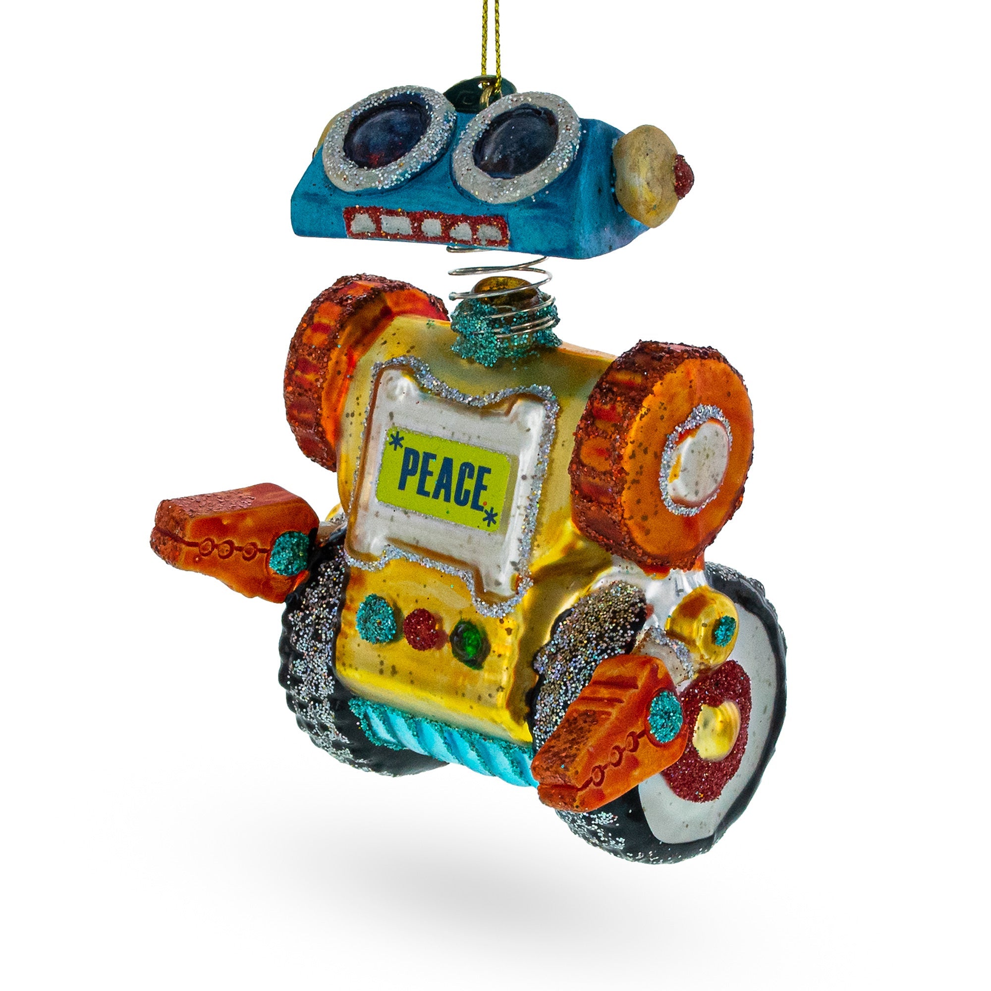 Futuristic Robot On Wheels - Blown Glass Christmas Ornament