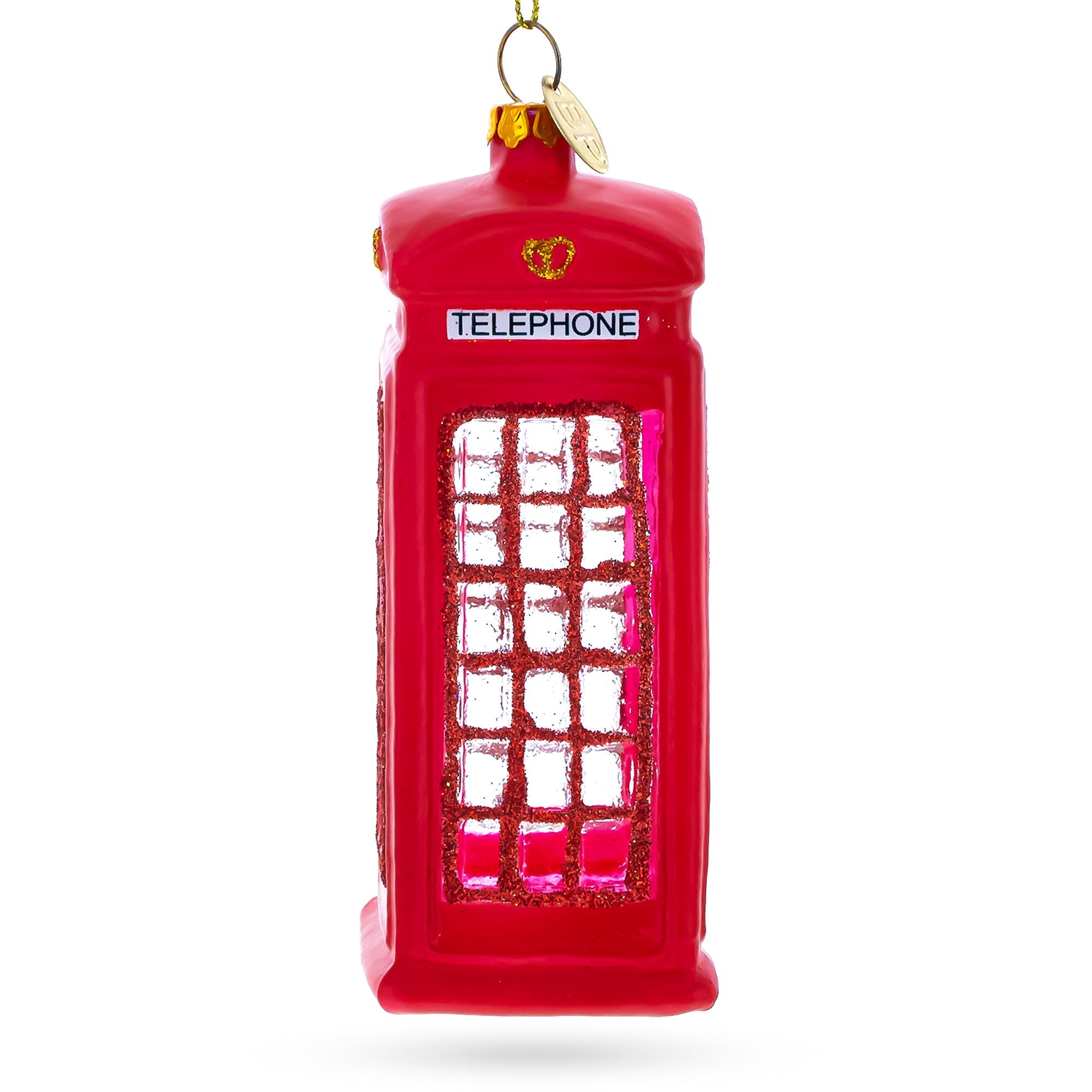 Red Telephone Booth In London, United Kingdom - Timeless Blown Glass Christmas Ornament