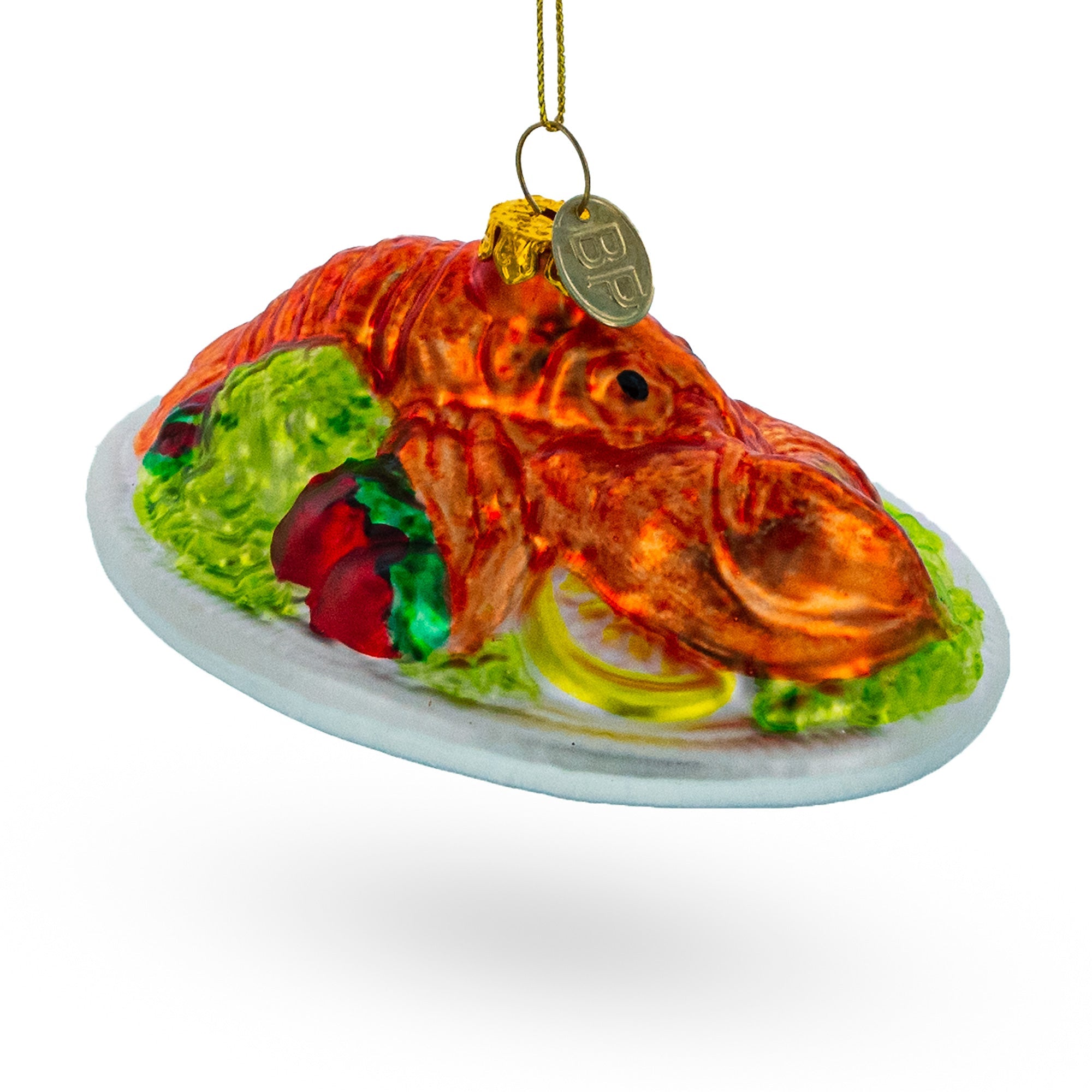 Mouthwatering Red Lobster Plate - Blown Glass Christmas Ornament