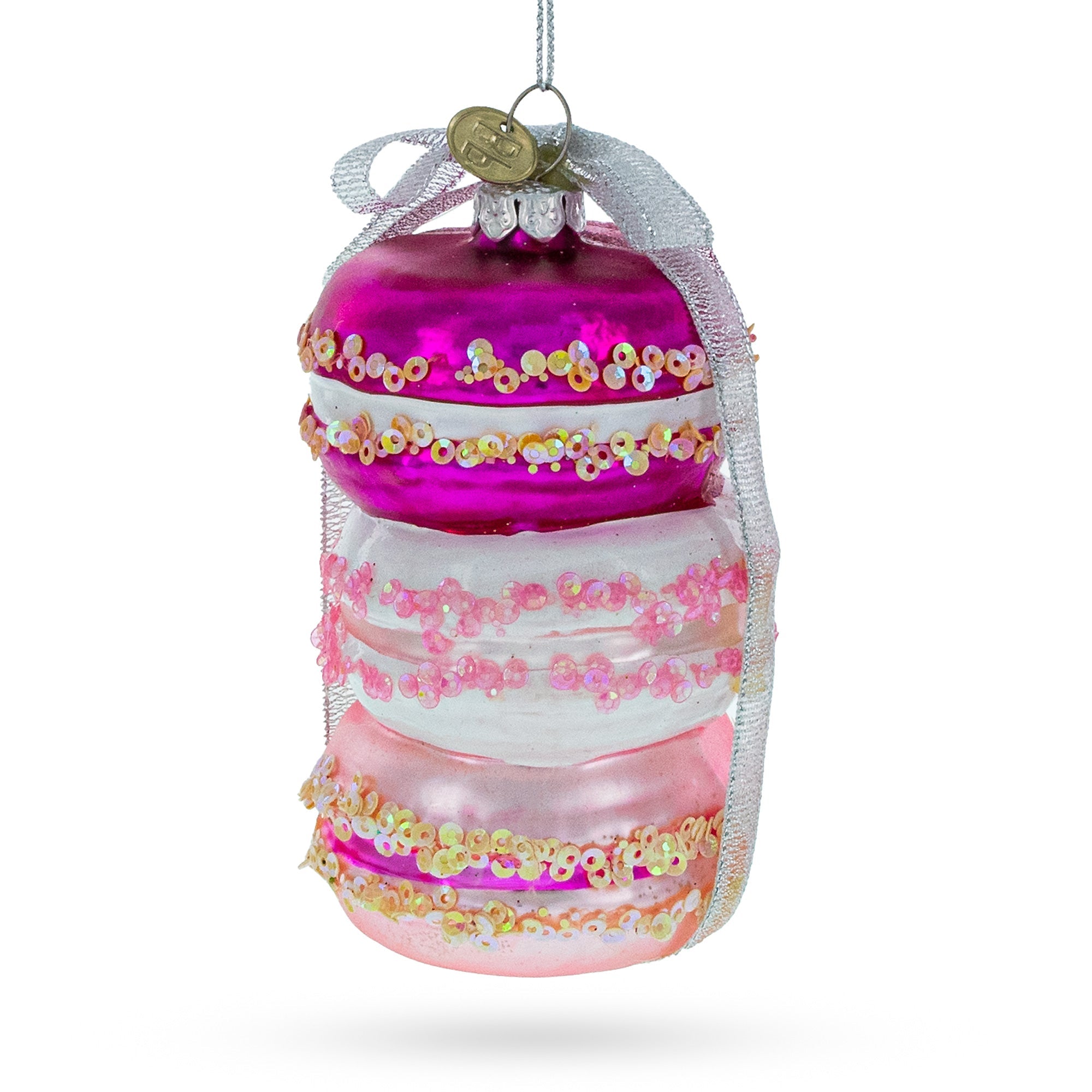 Gift Wrapped Macarons - Blown Glass Christmas Ornament