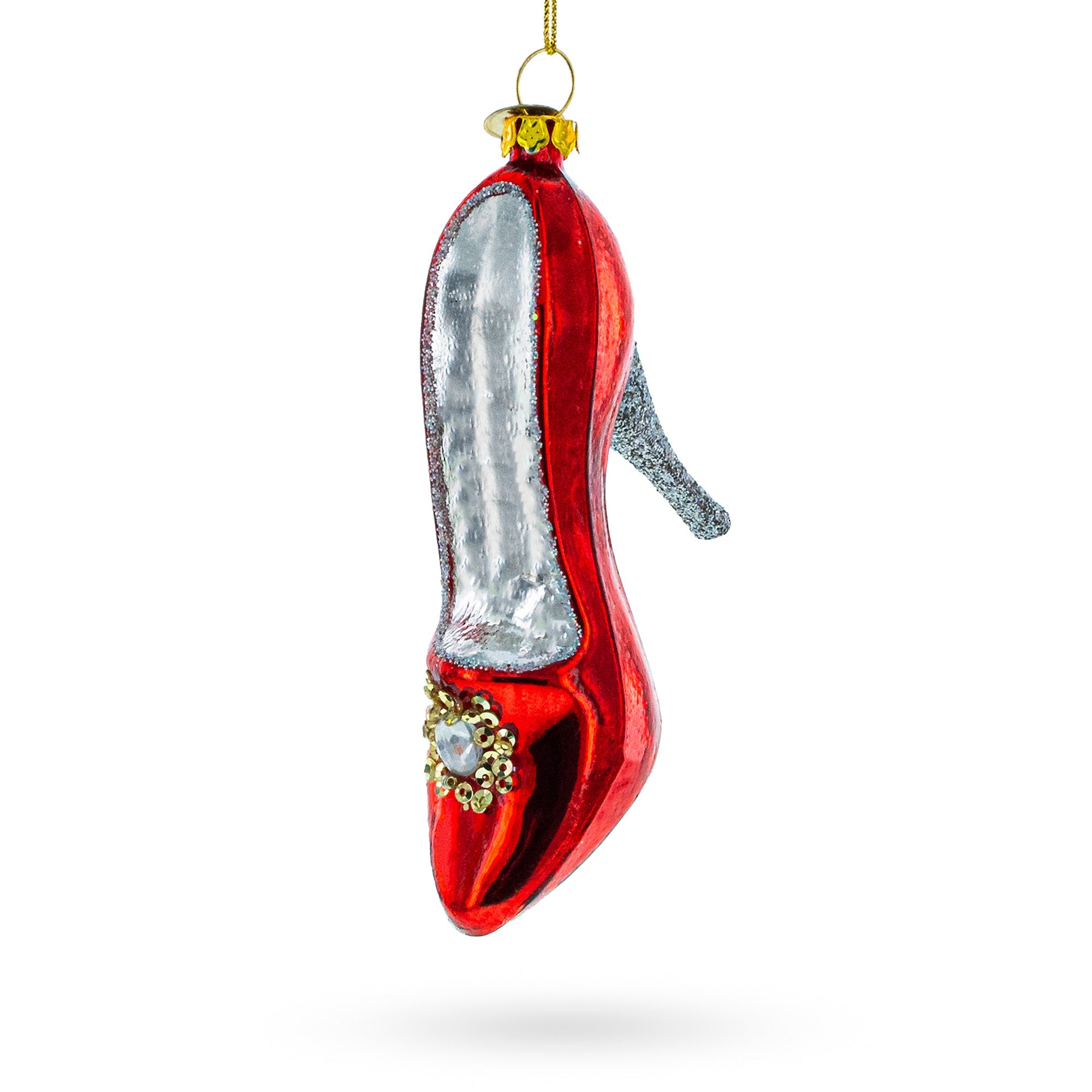 Sultry Red High Heel Shoe - Blown Glass Christmas Ornament