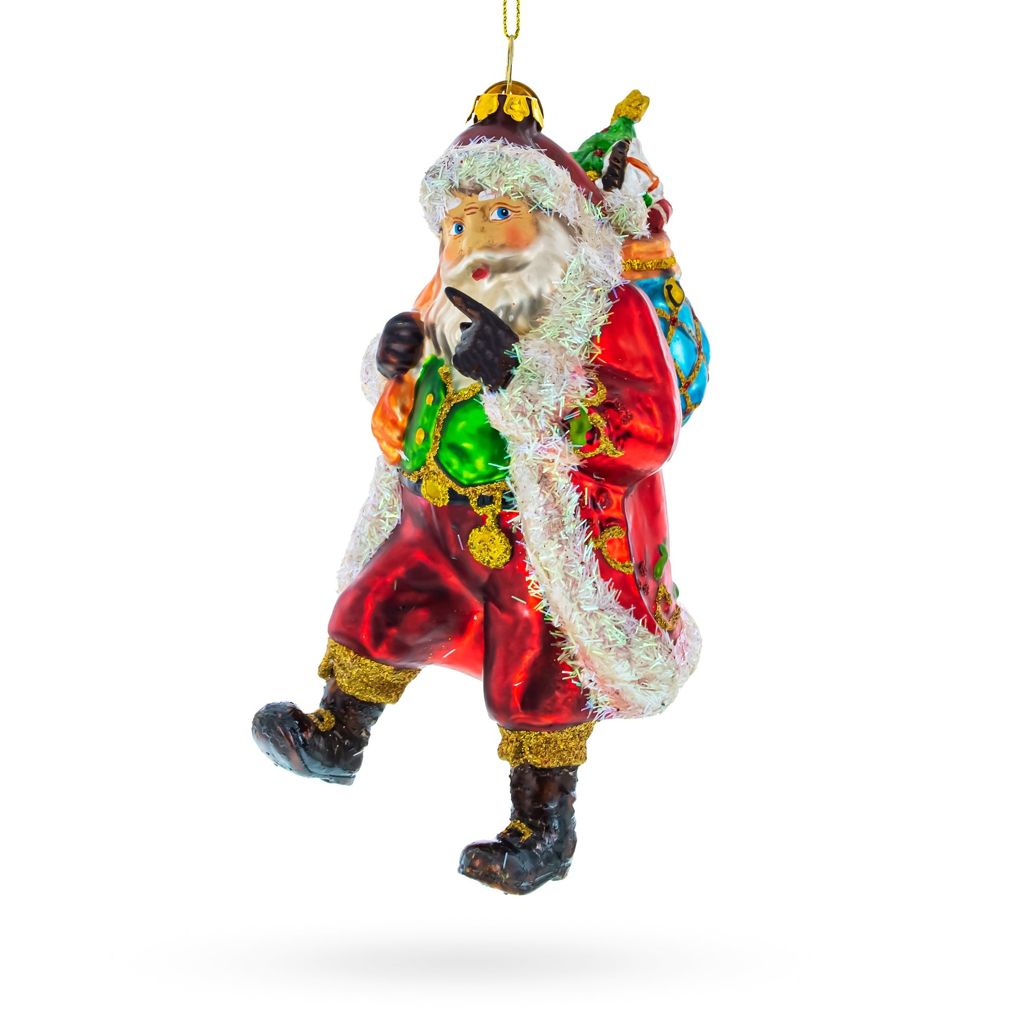 Santa's Midnight Gift Delivery - Blown Glass Christmas Ornament