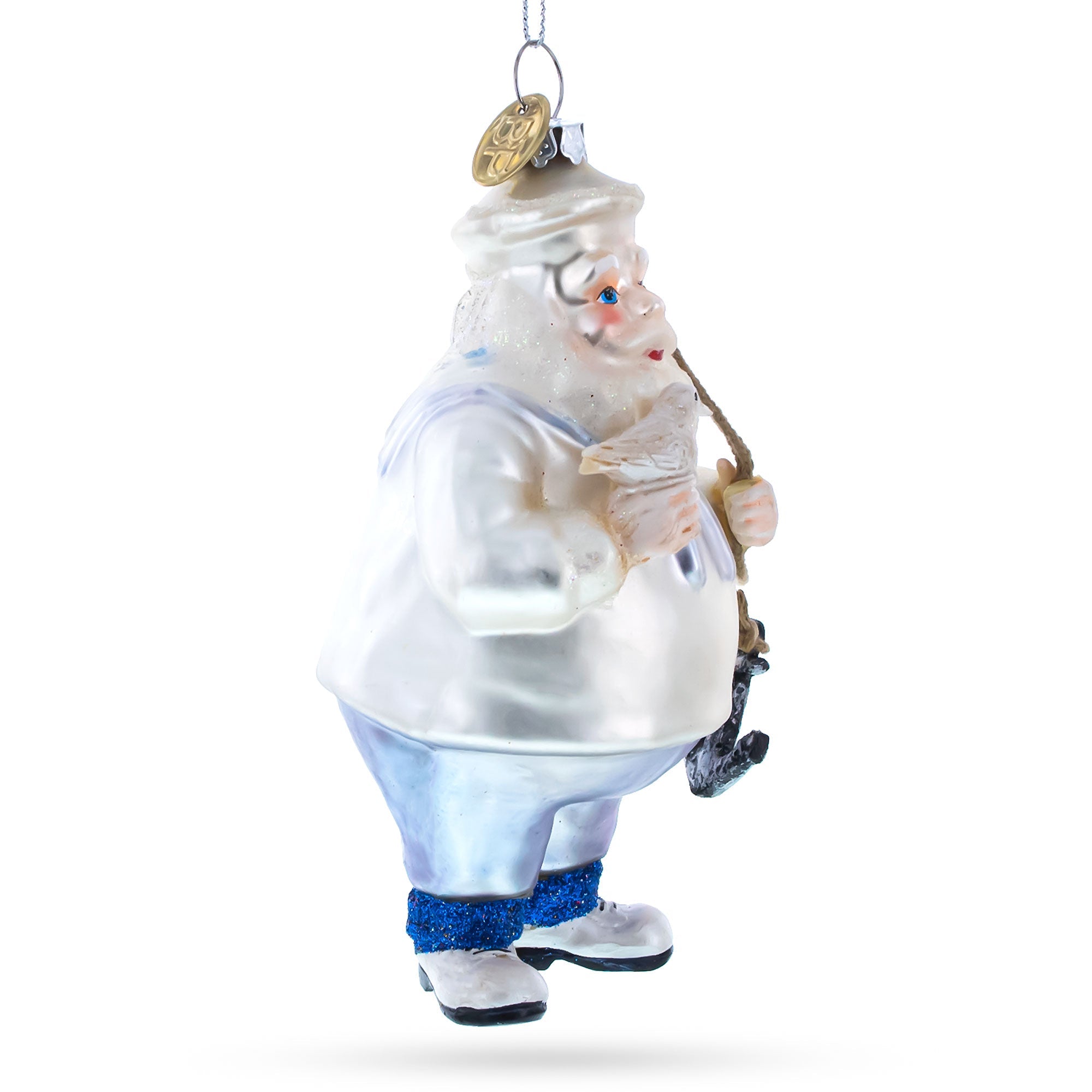 Seafaring Santa With Anchor - Blown Glass Christmas Ornament