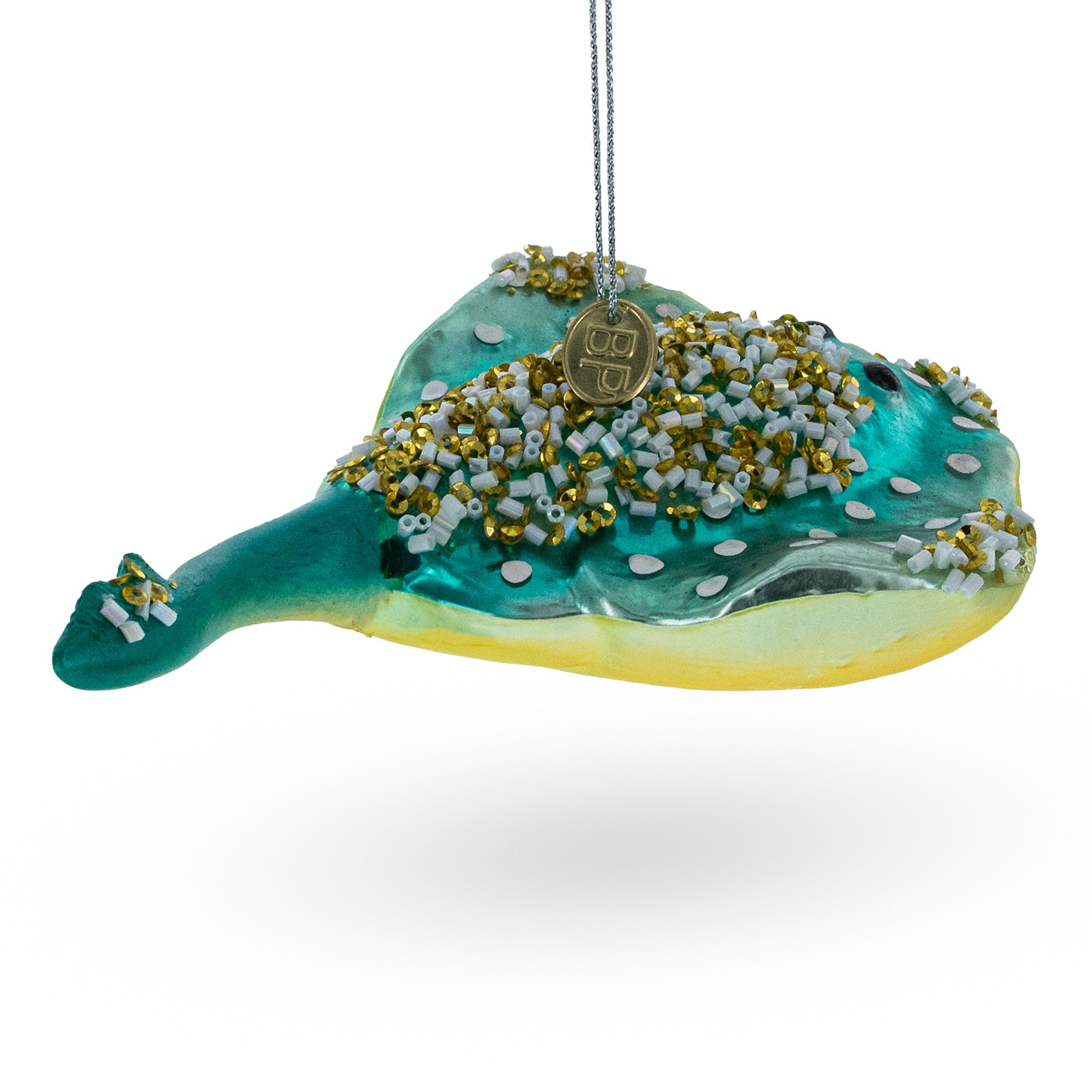 Elegant Blue Stingray - Blown Glass Christmas Ornament