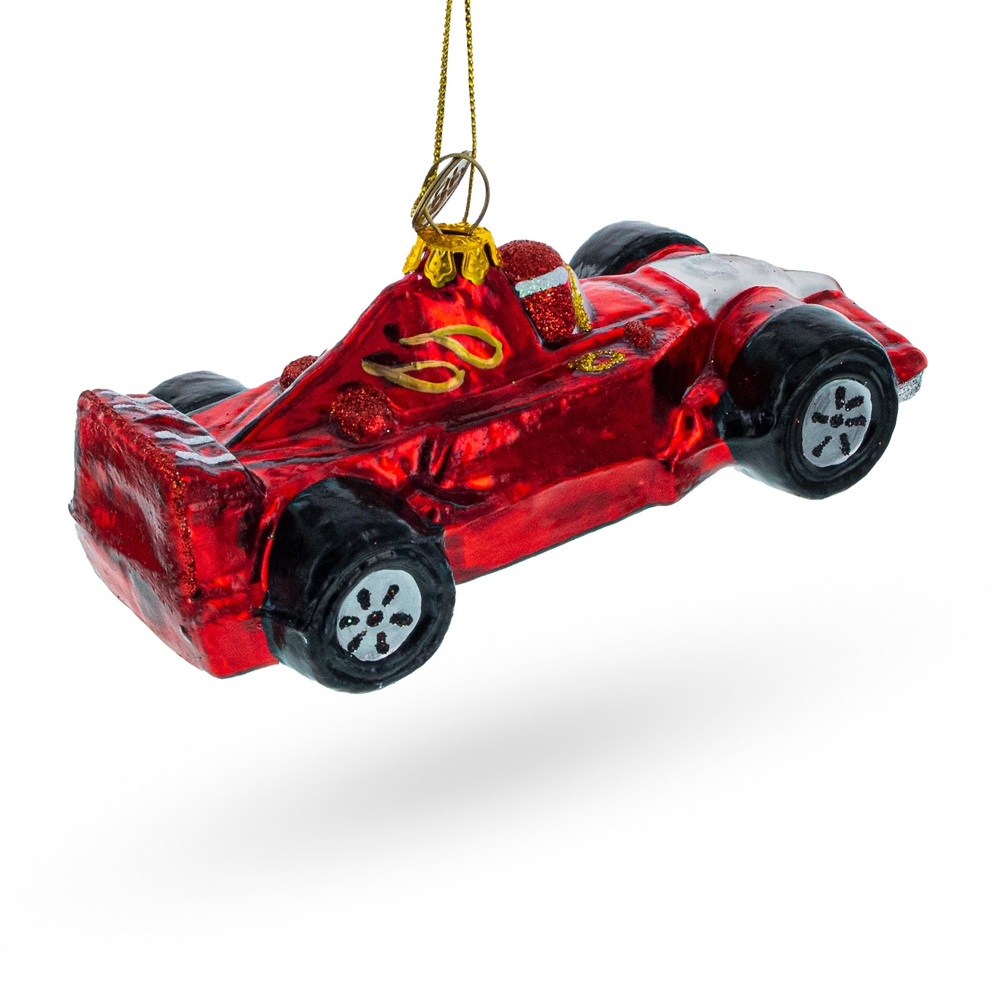 Sleek Racing Sports Car - Blown Glass Christmas Ornament