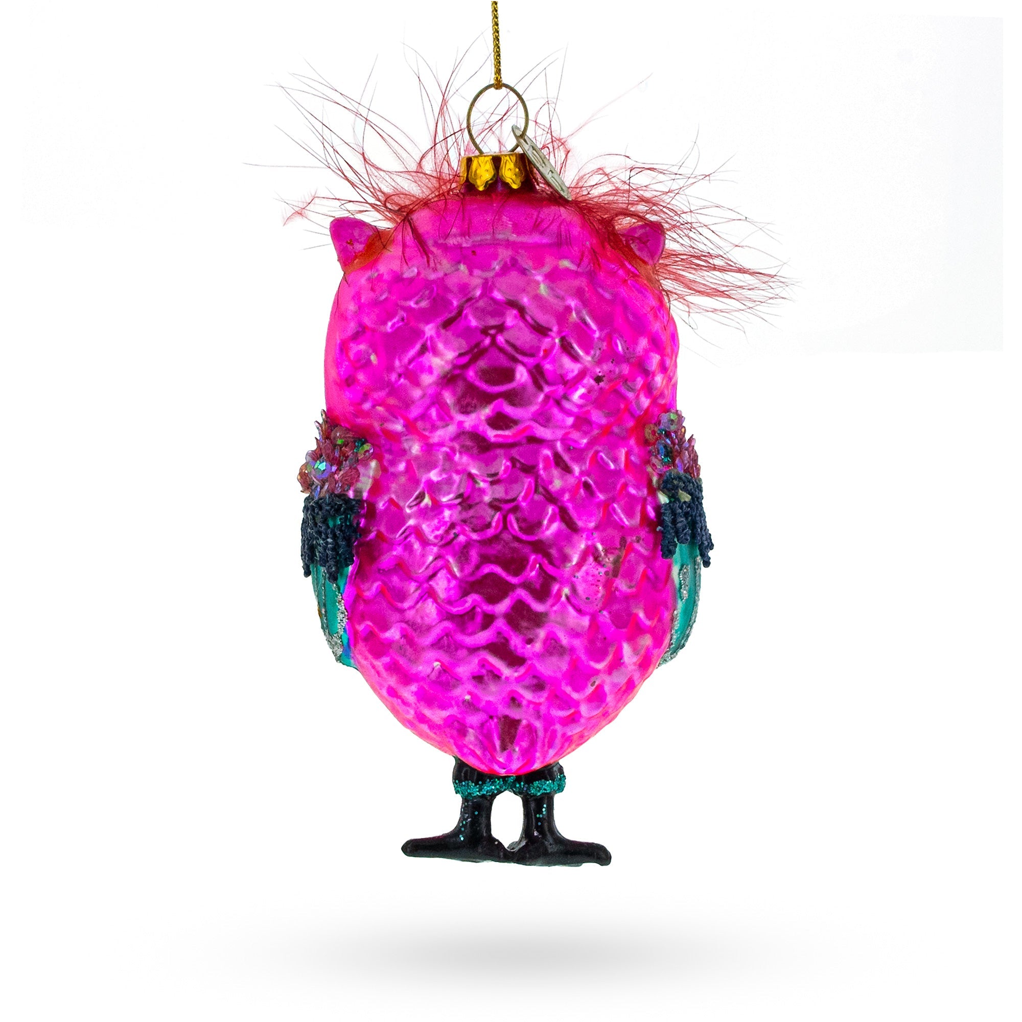 Vibrant Colorful Owl - Blown Glass Christmas Ornament