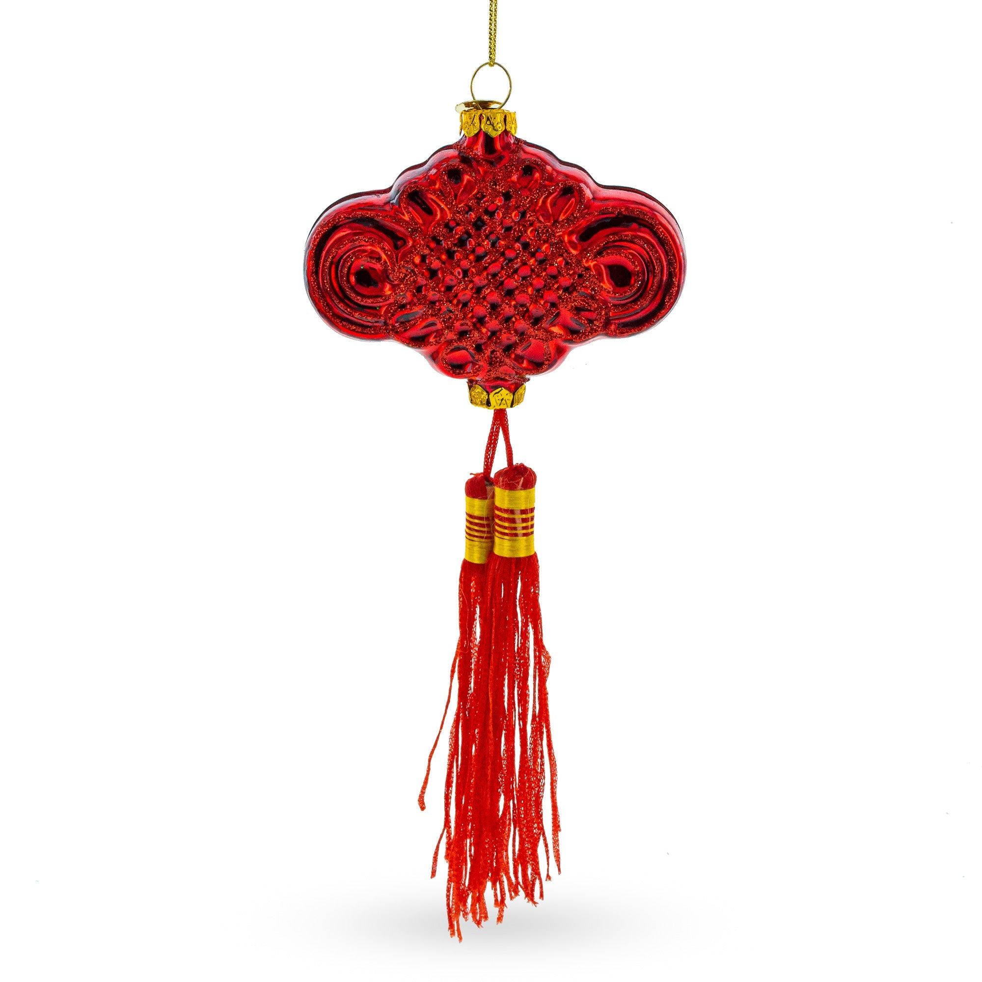 Elegant Chinese Knot Tassel New Year Decoration - Blown Glass Christmas Ornament