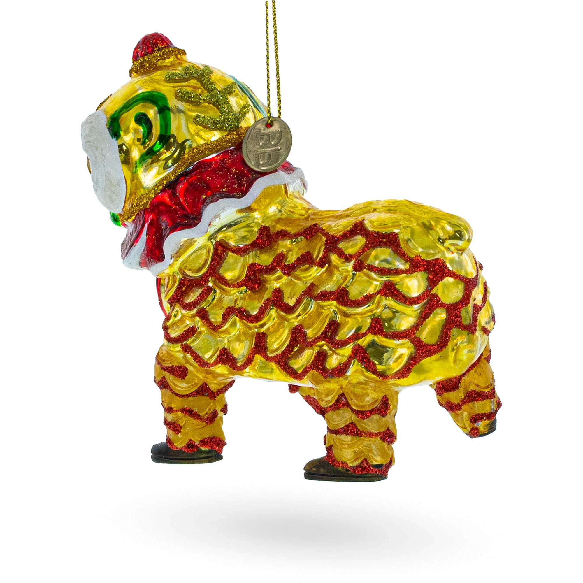 Festival Yellow Dragon - Blown Glass Christmas Ornament