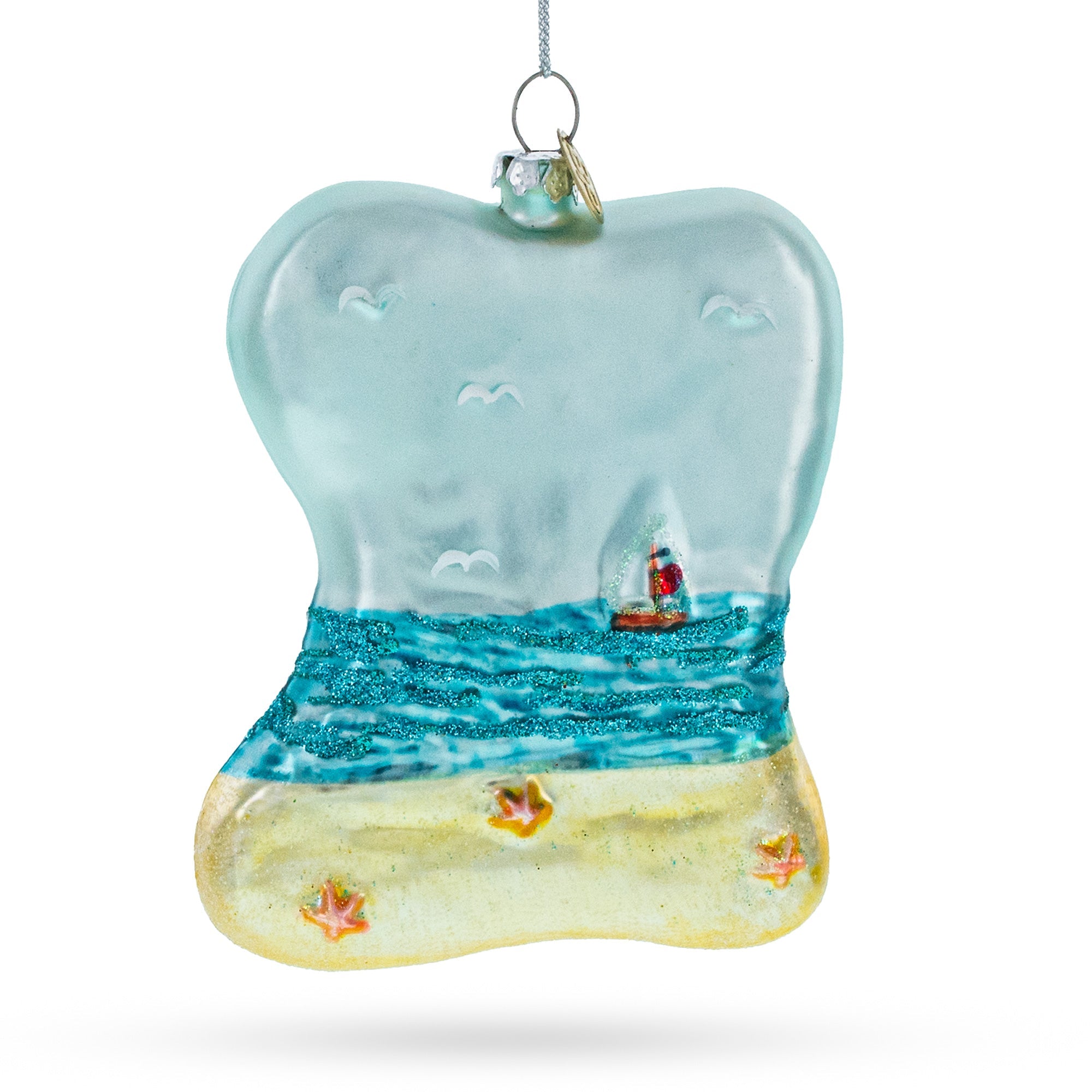 Tropical Paradise: Sunny Beach Escape - Blown Glass Christmas Ornament