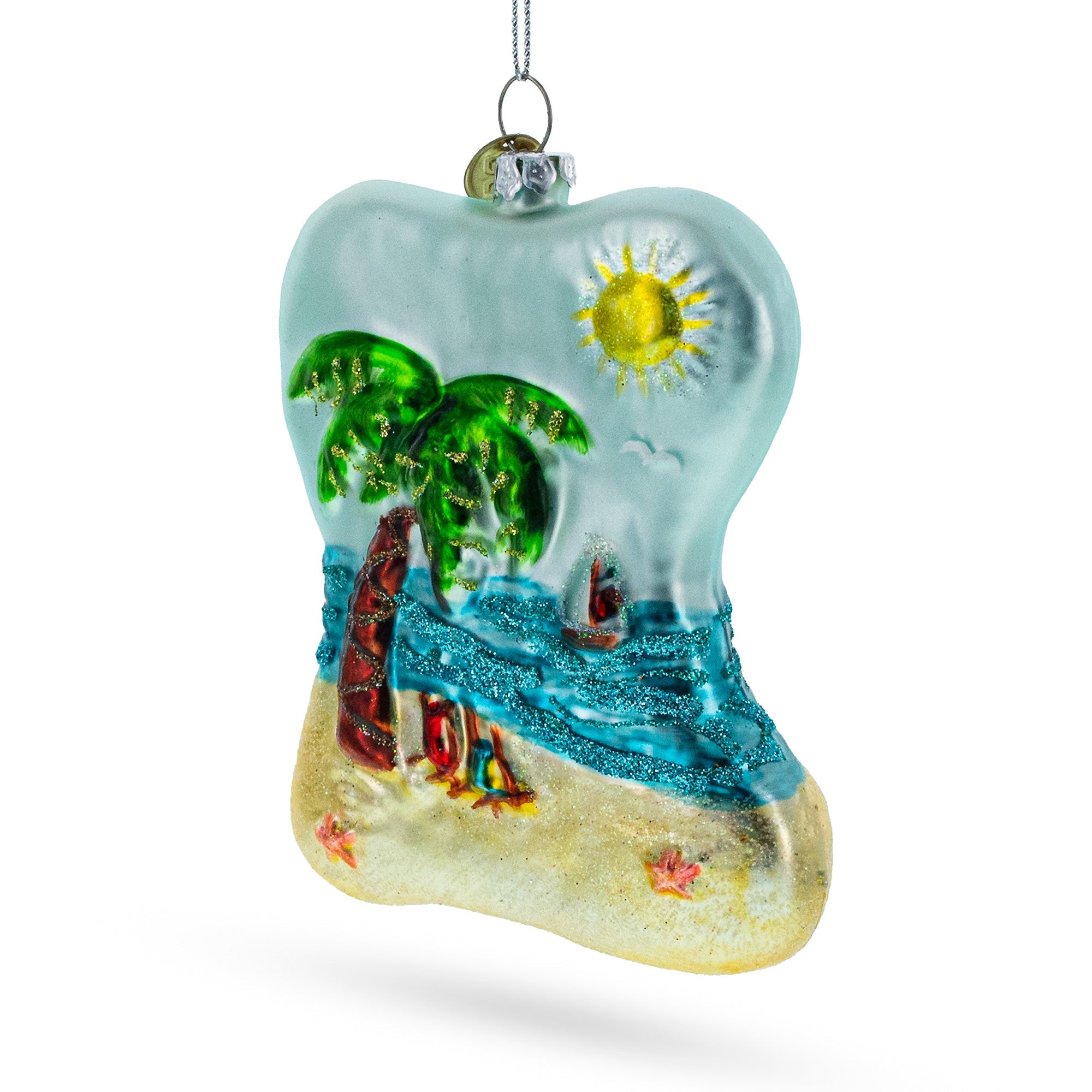 Tropical Paradise: Sunny Beach Escape - Blown Glass Christmas Ornament