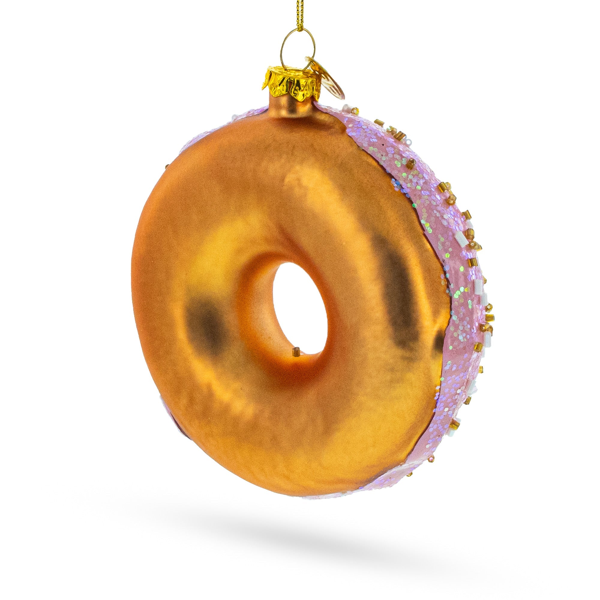 Sprinkle Of Joy: Pink Glazed Doughnut - Blown Glass Christmas Ornament