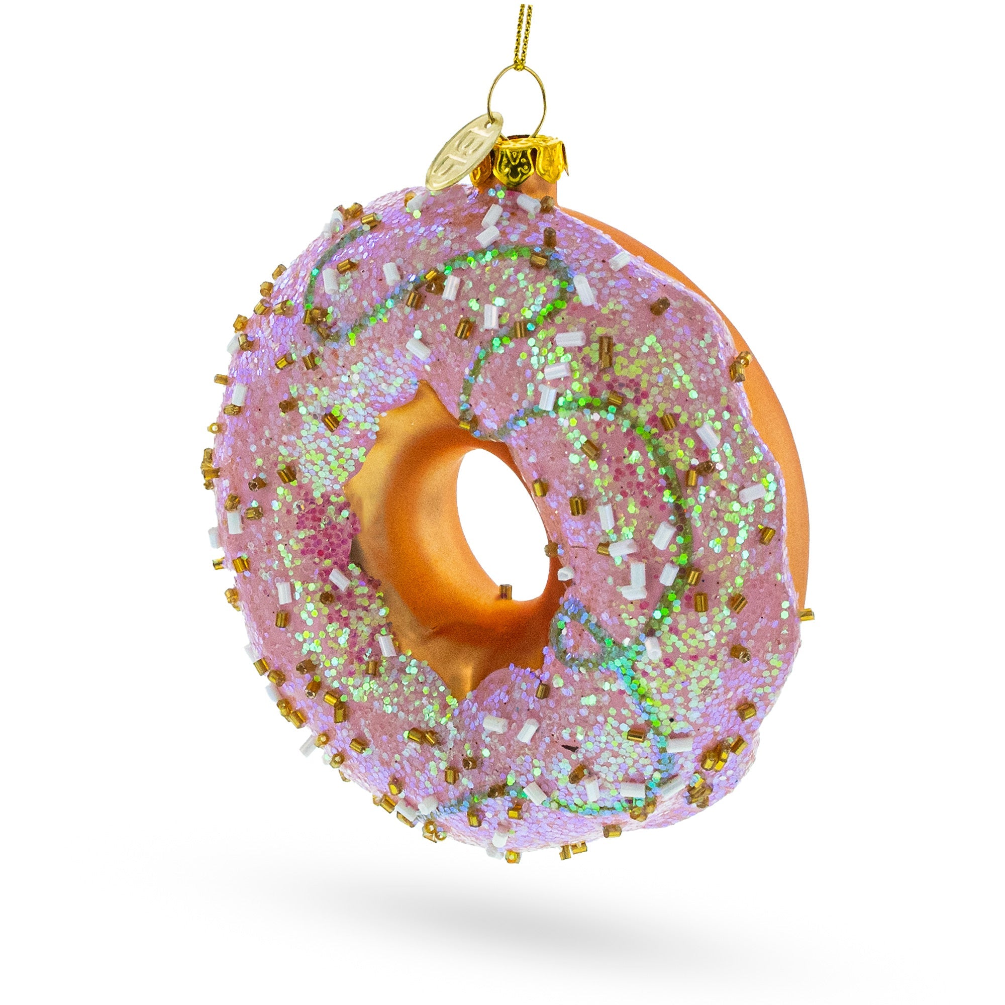 Sprinkle Of Joy: Pink Glazed Doughnut - Blown Glass Christmas Ornament