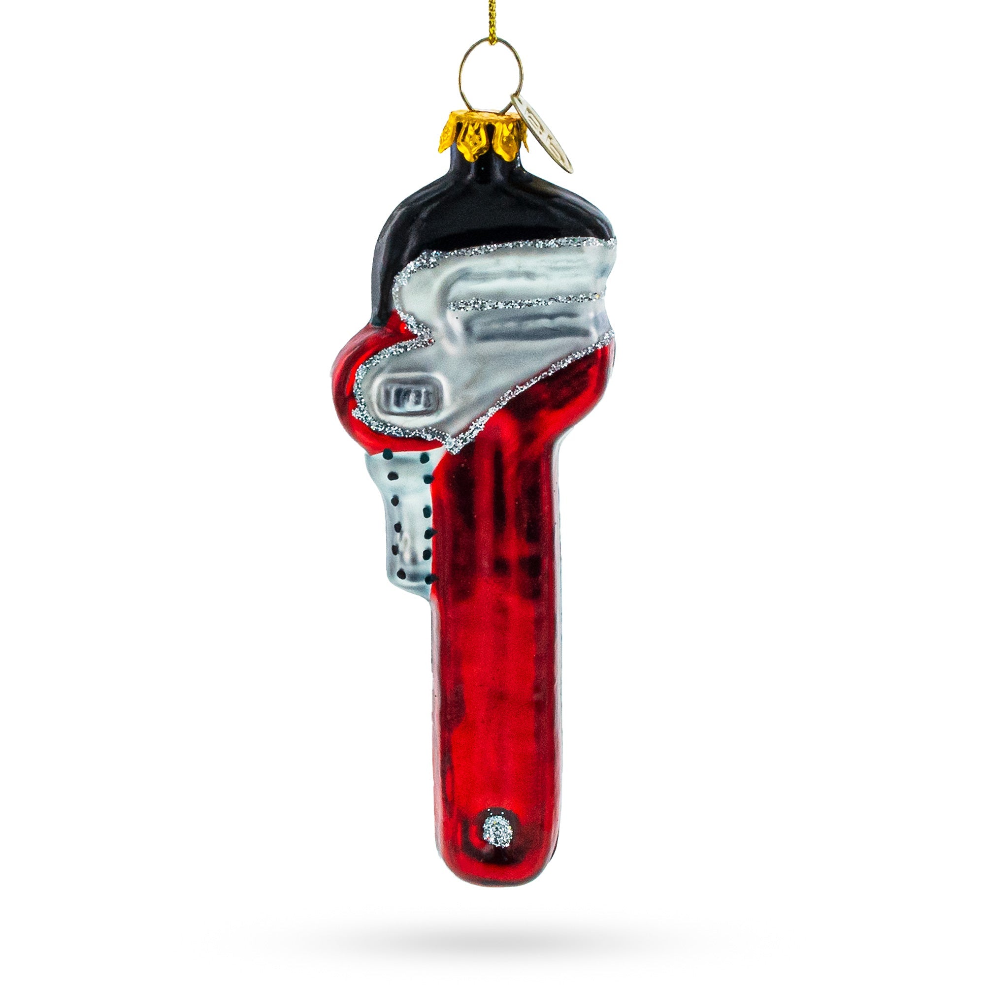 Handyman's Delight: Red Adjustable Wrench - Blown Glass Christmas Ornament