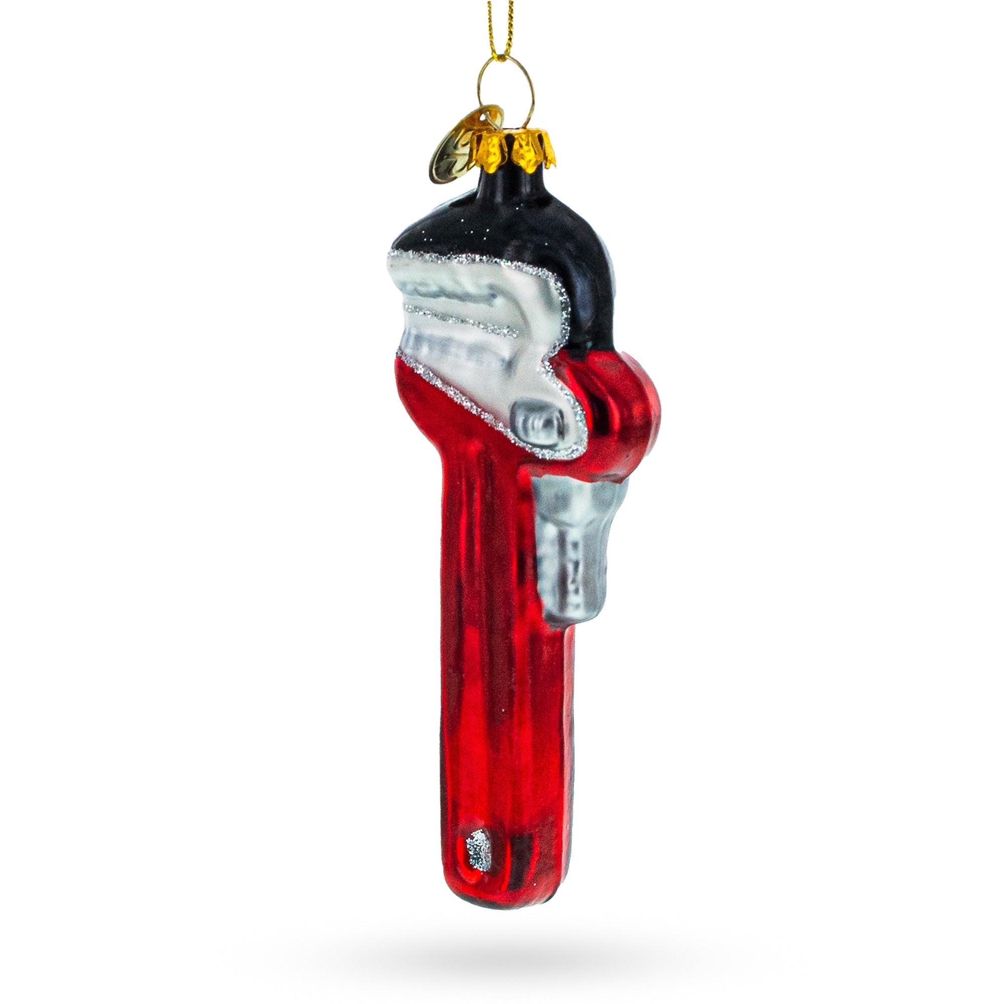 Handyman's Delight: Red Adjustable Wrench - Blown Glass Christmas Ornament