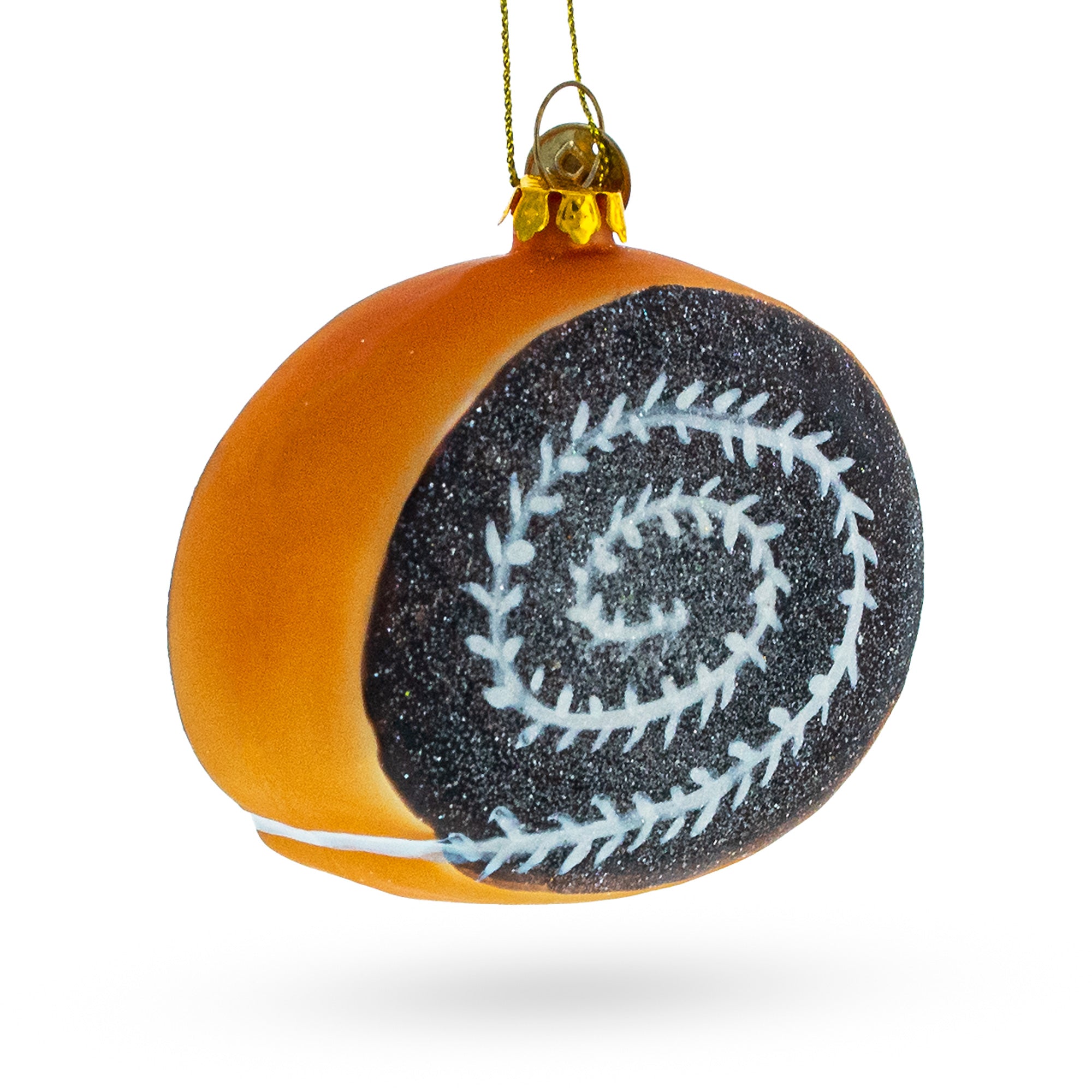 Decadent Delight: Chocolate Roll Cake - Blown Glass Christmas Ornament