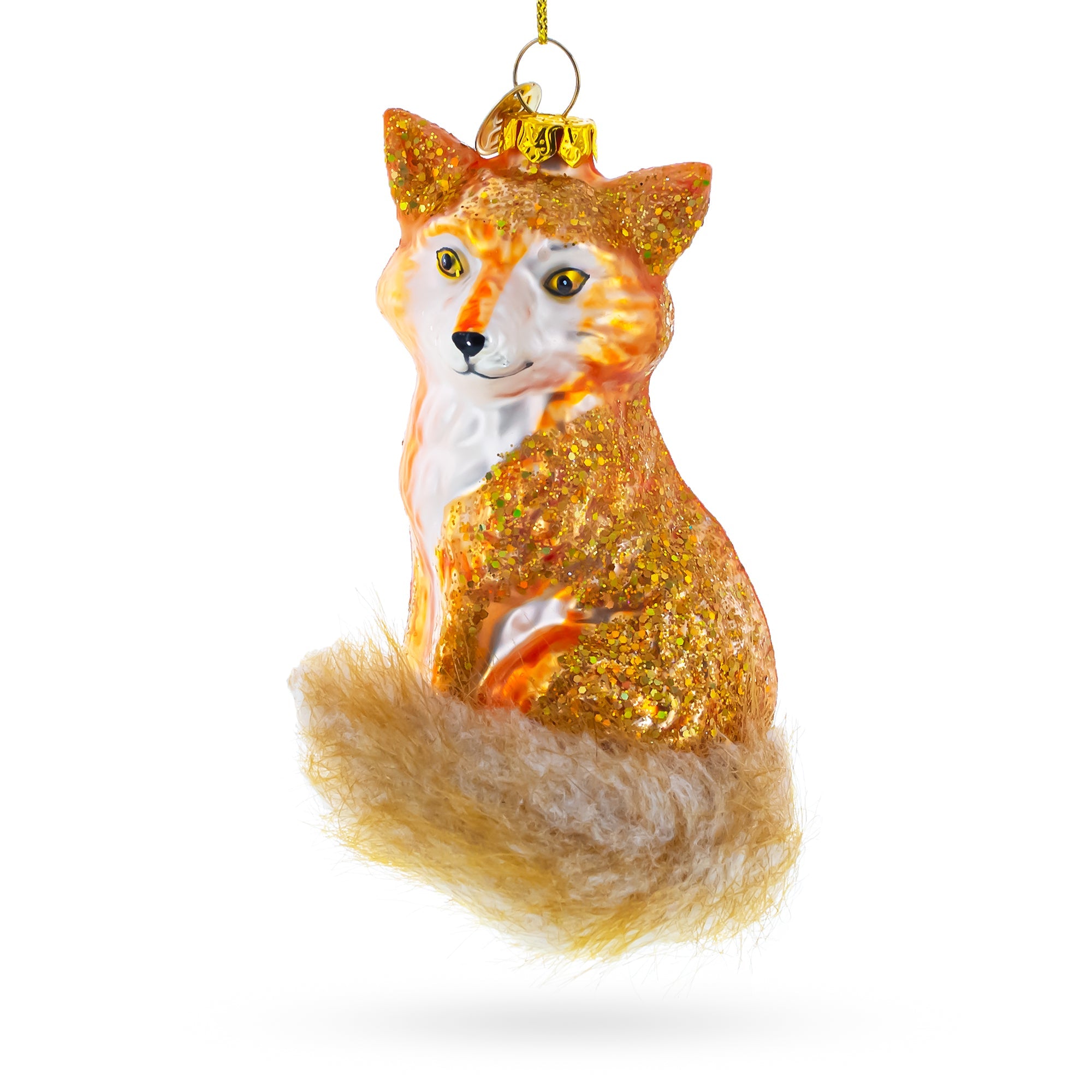 Majestic Wild Fox - Blown Glass Christmas Ornament