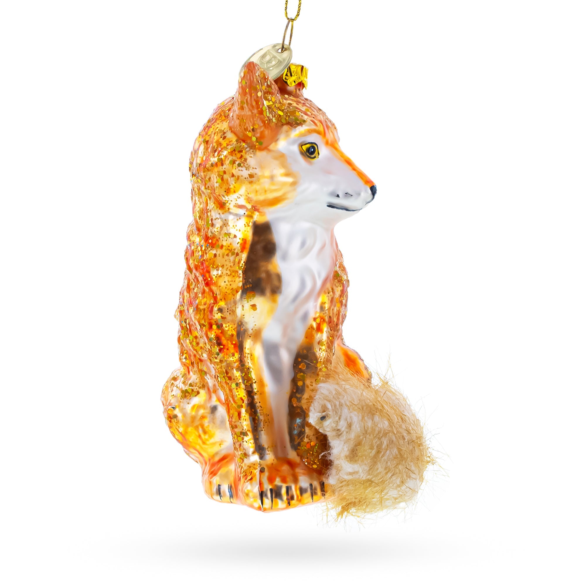 Majestic Wild Fox - Blown Glass Christmas Ornament