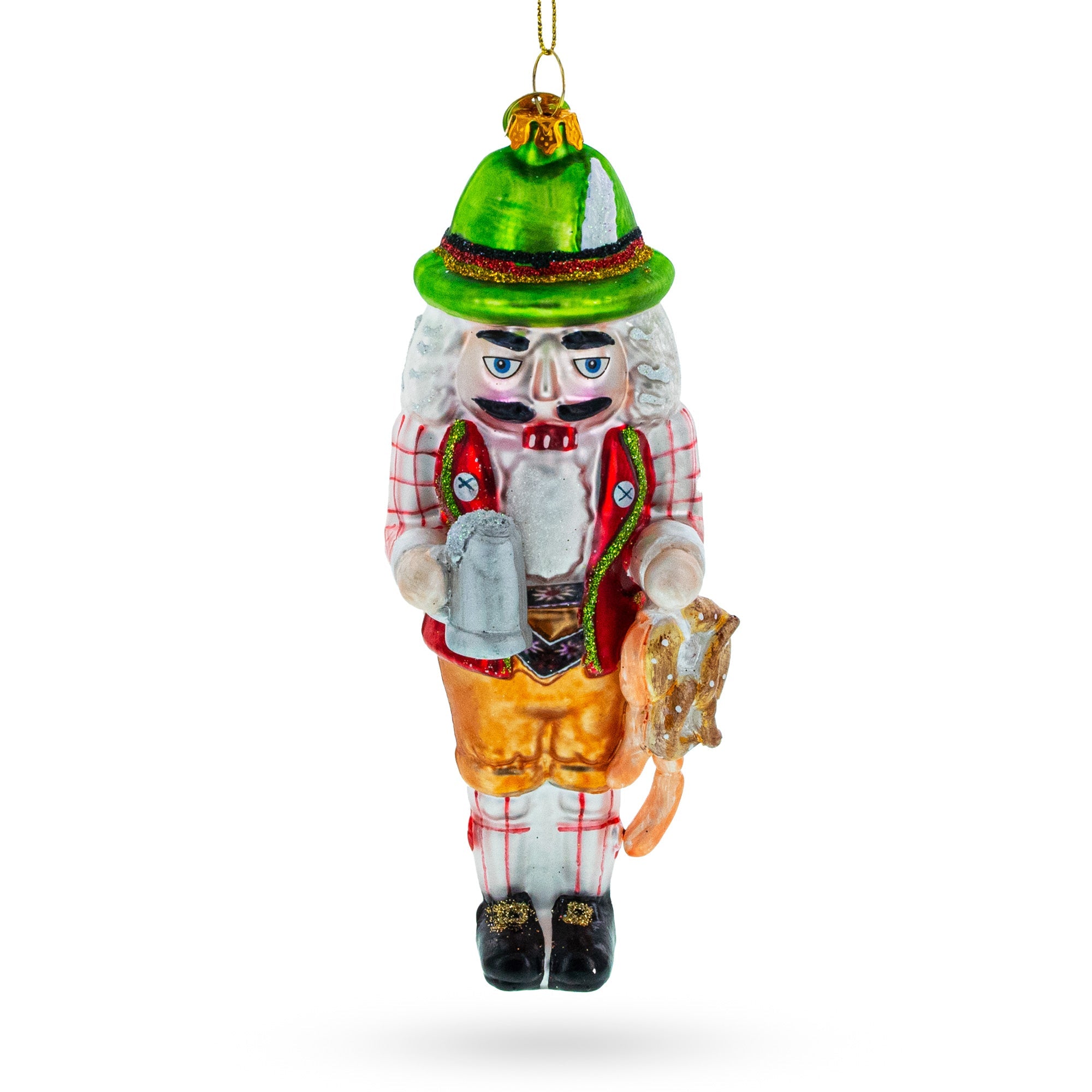 Cheers To Tradition: Bavarian Nutcracker With Beer Stein - Blown Glass Christmas Ornament