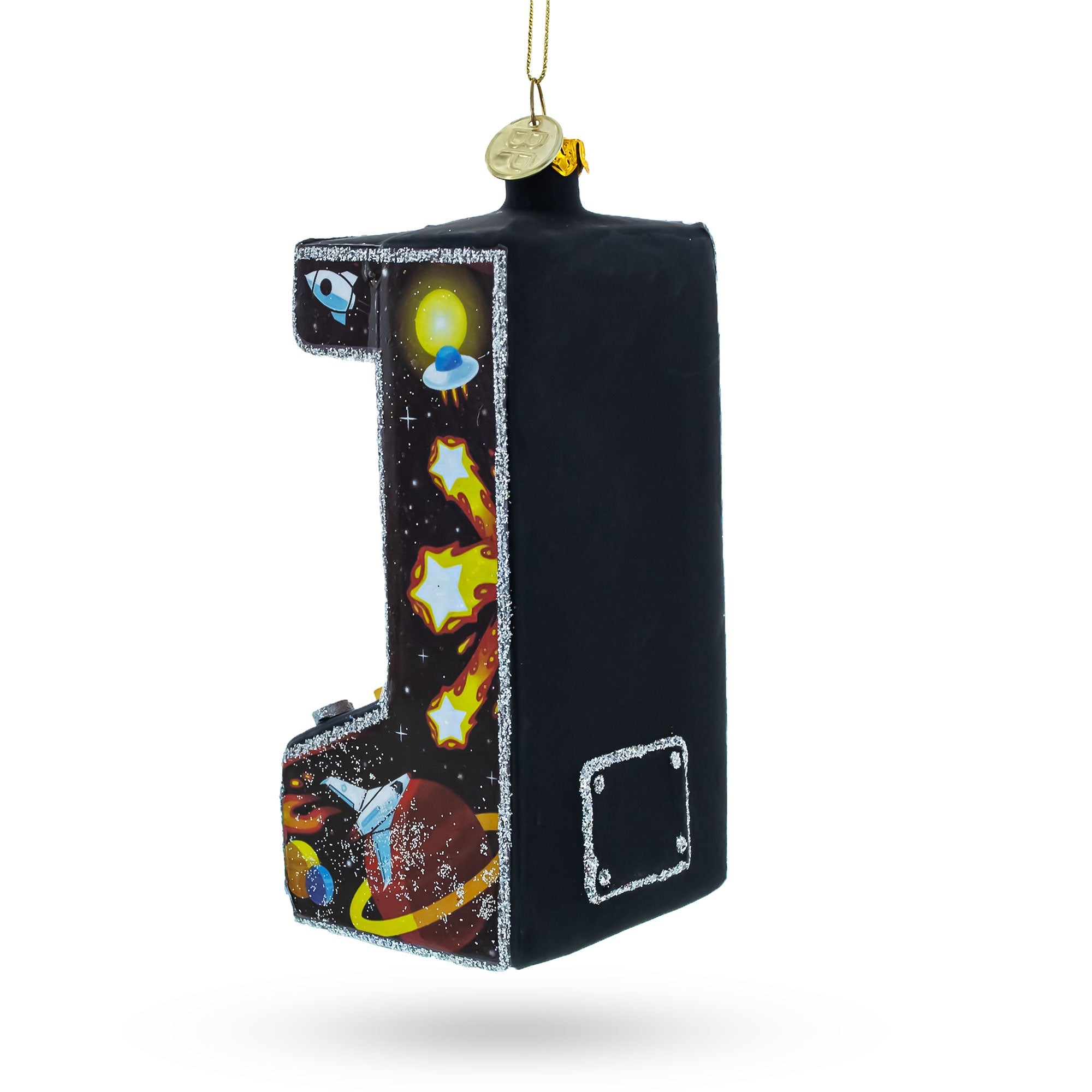 Nostalgic Joystick Journeys: Arcade Game Machine - Blown Glass Christmas Ornament