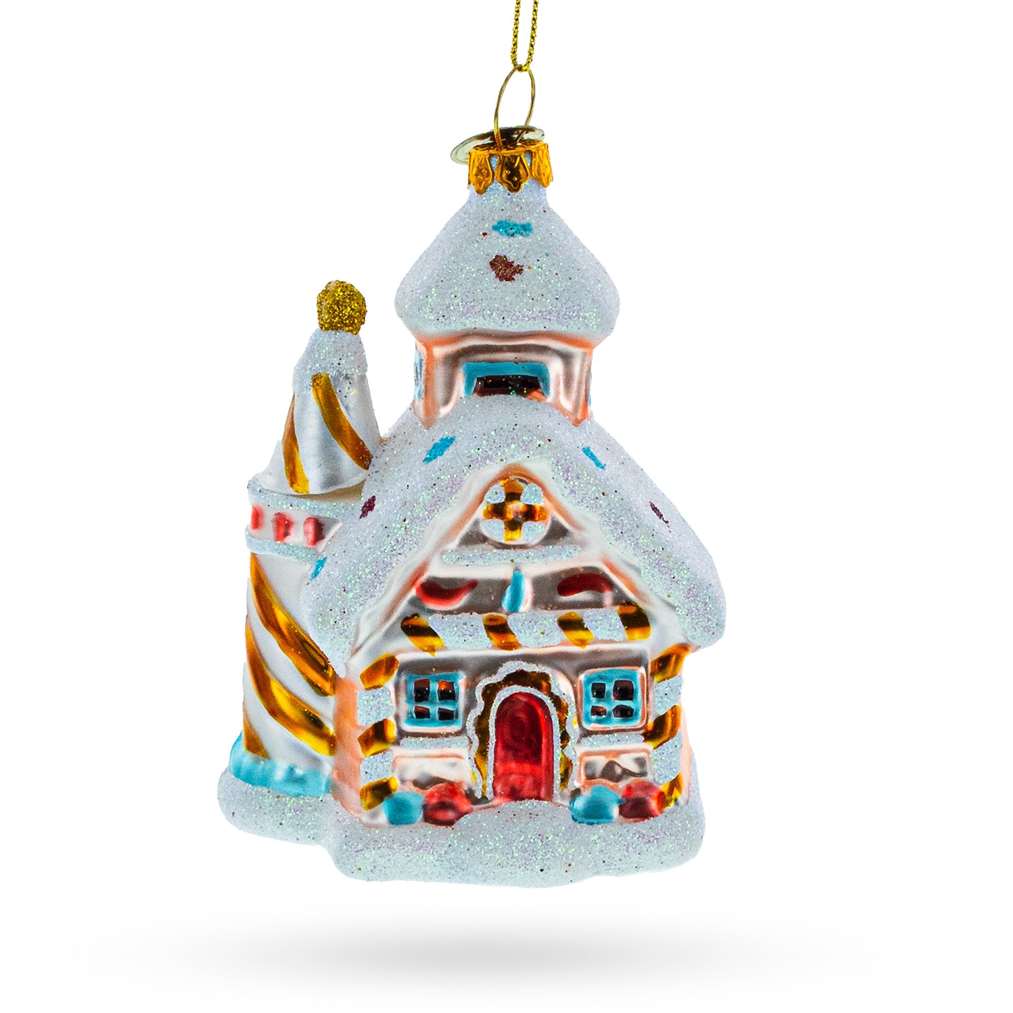 Sweet Retreat: Candy-coated Gingerbread House - Blown Glass Christmas Ornament