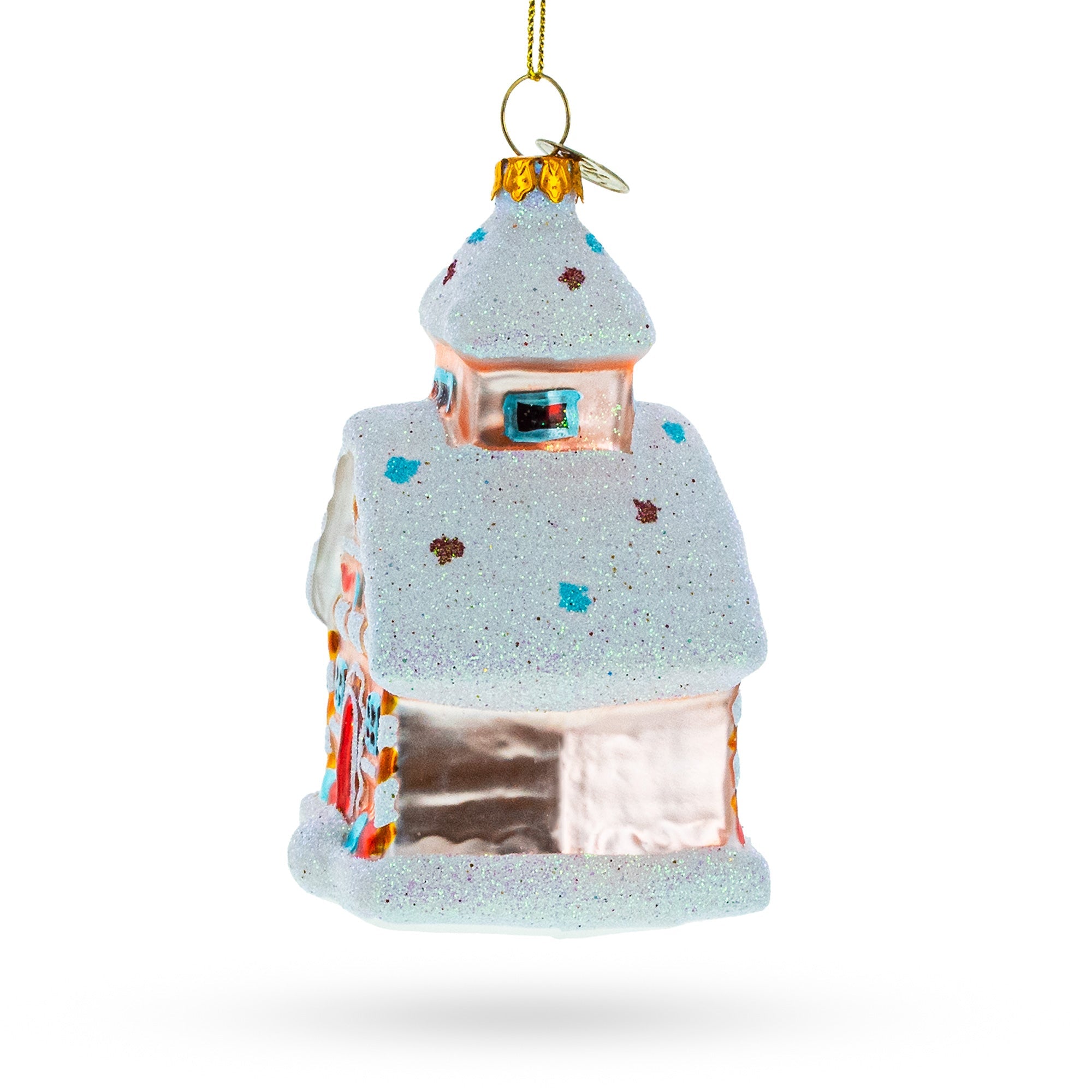 Sweet Retreat: Candy-coated Gingerbread House - Blown Glass Christmas Ornament