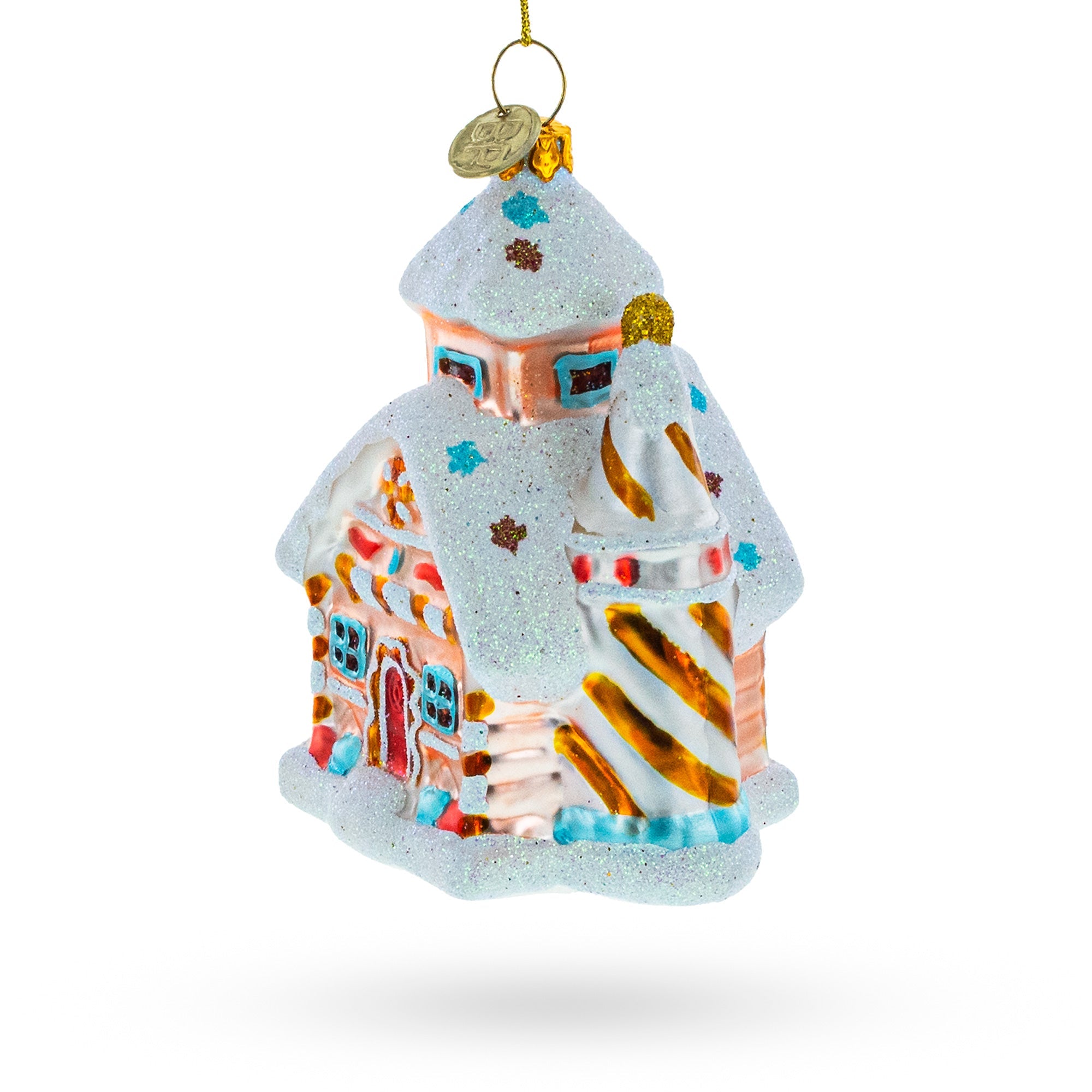 Sweet Retreat: Candy-coated Gingerbread House - Blown Glass Christmas Ornament