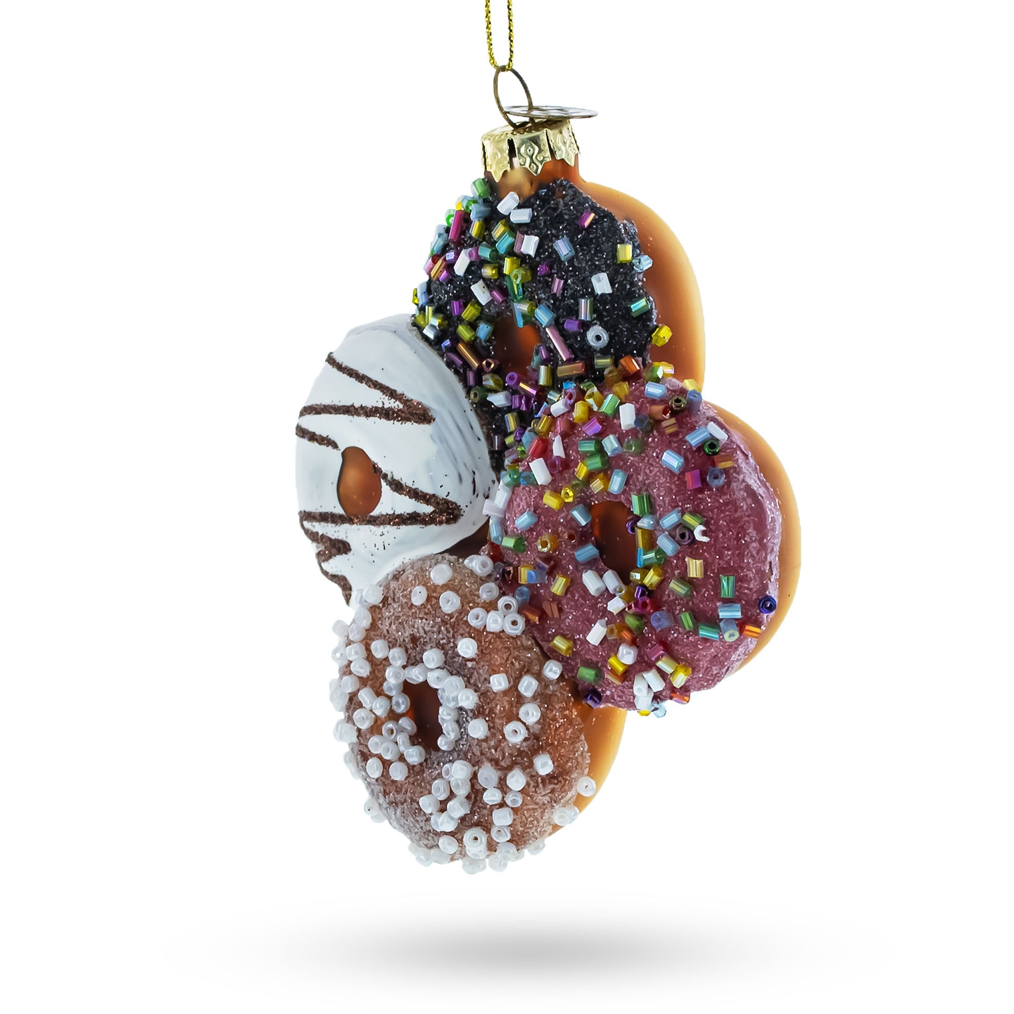 Festively Decorated Donuts - Blown Glass Christmas Ornament