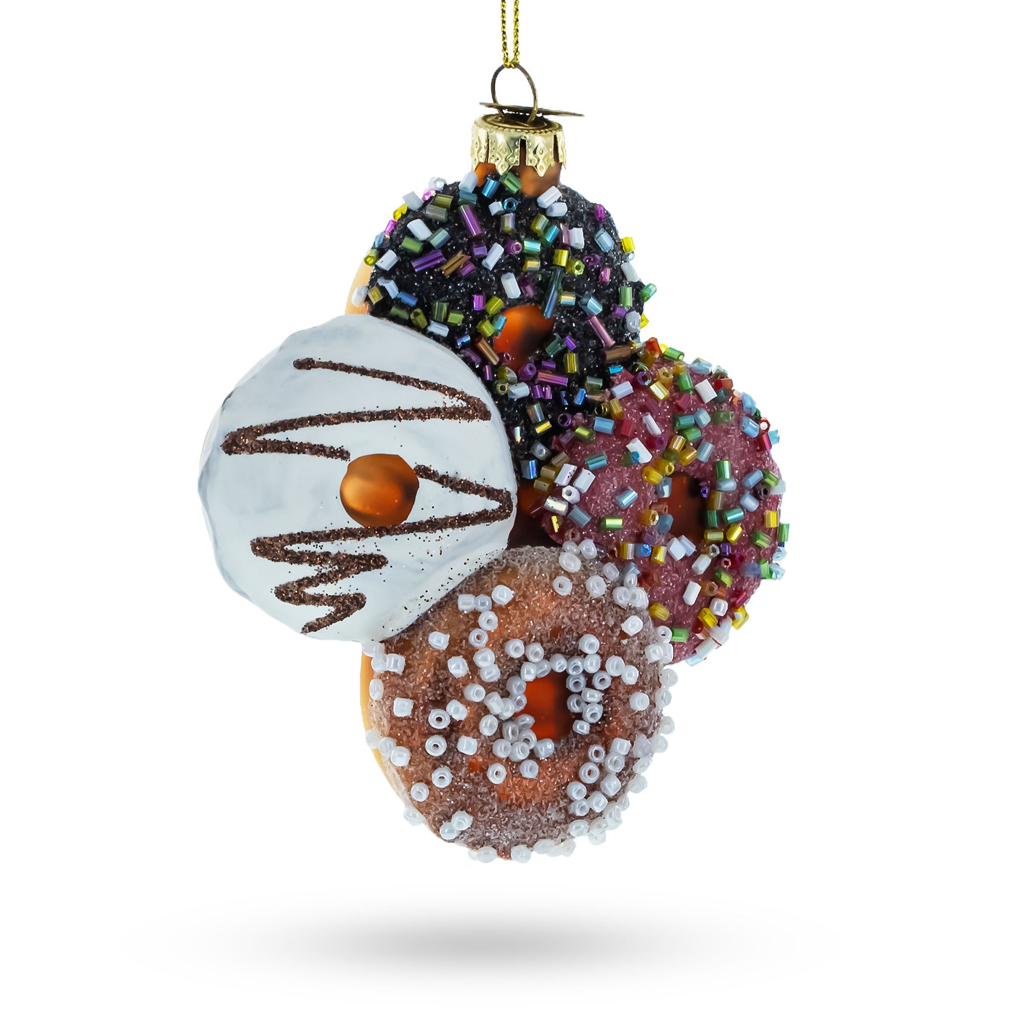 Festively Decorated Donuts - Blown Glass Christmas Ornament