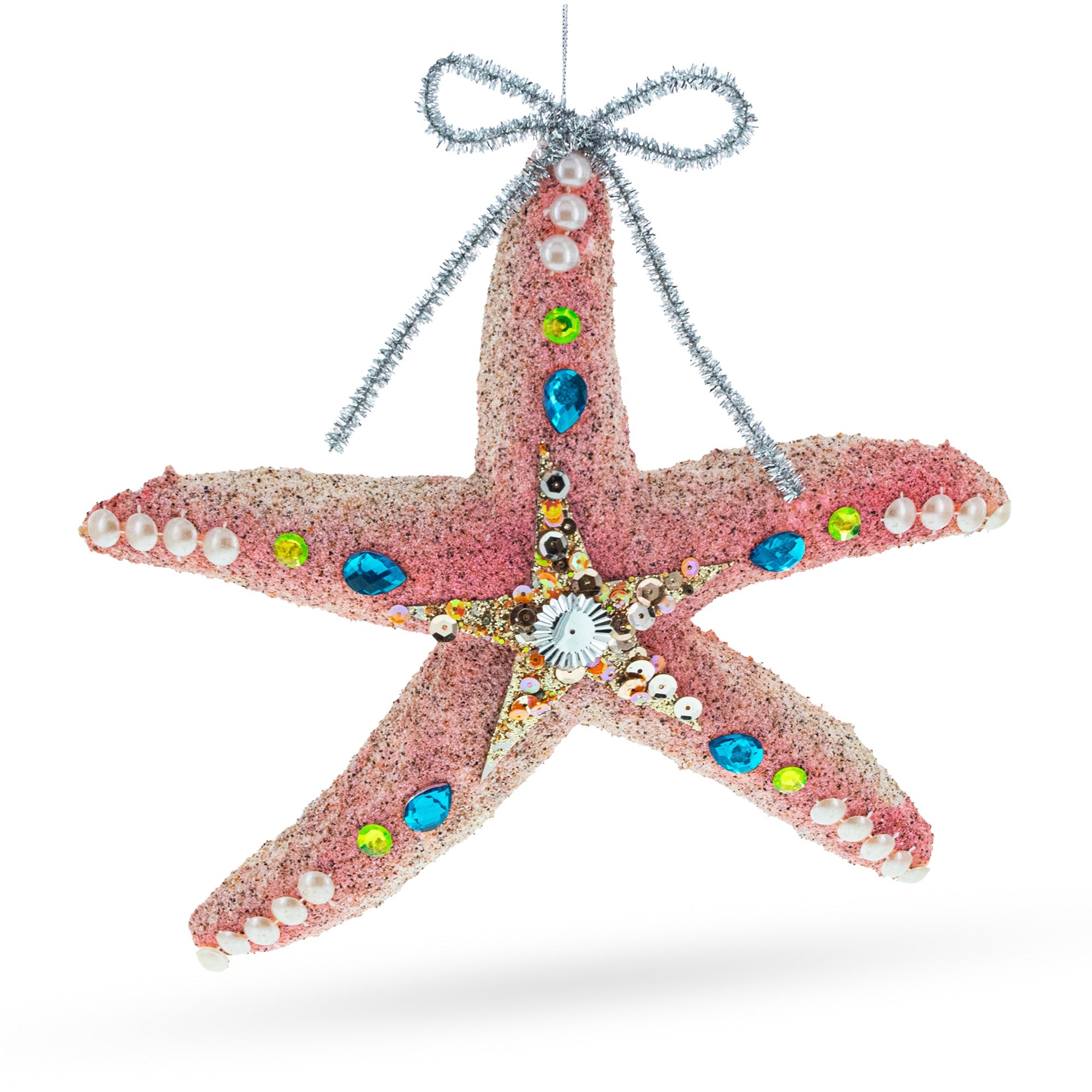 Radiant Sparkling Starfish - Blown Glass Christmas Ornament