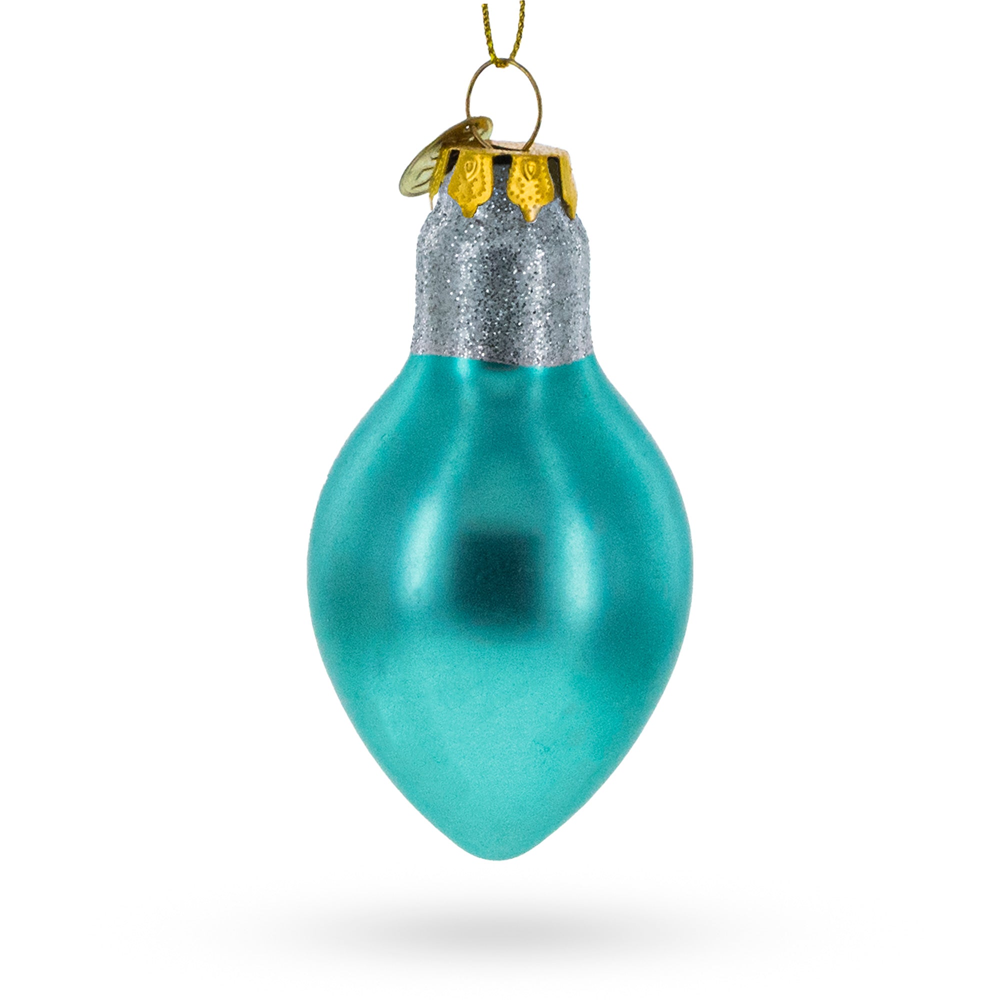 Shimmering Blue Light Bulb - Blown Glass Christmas Ornament