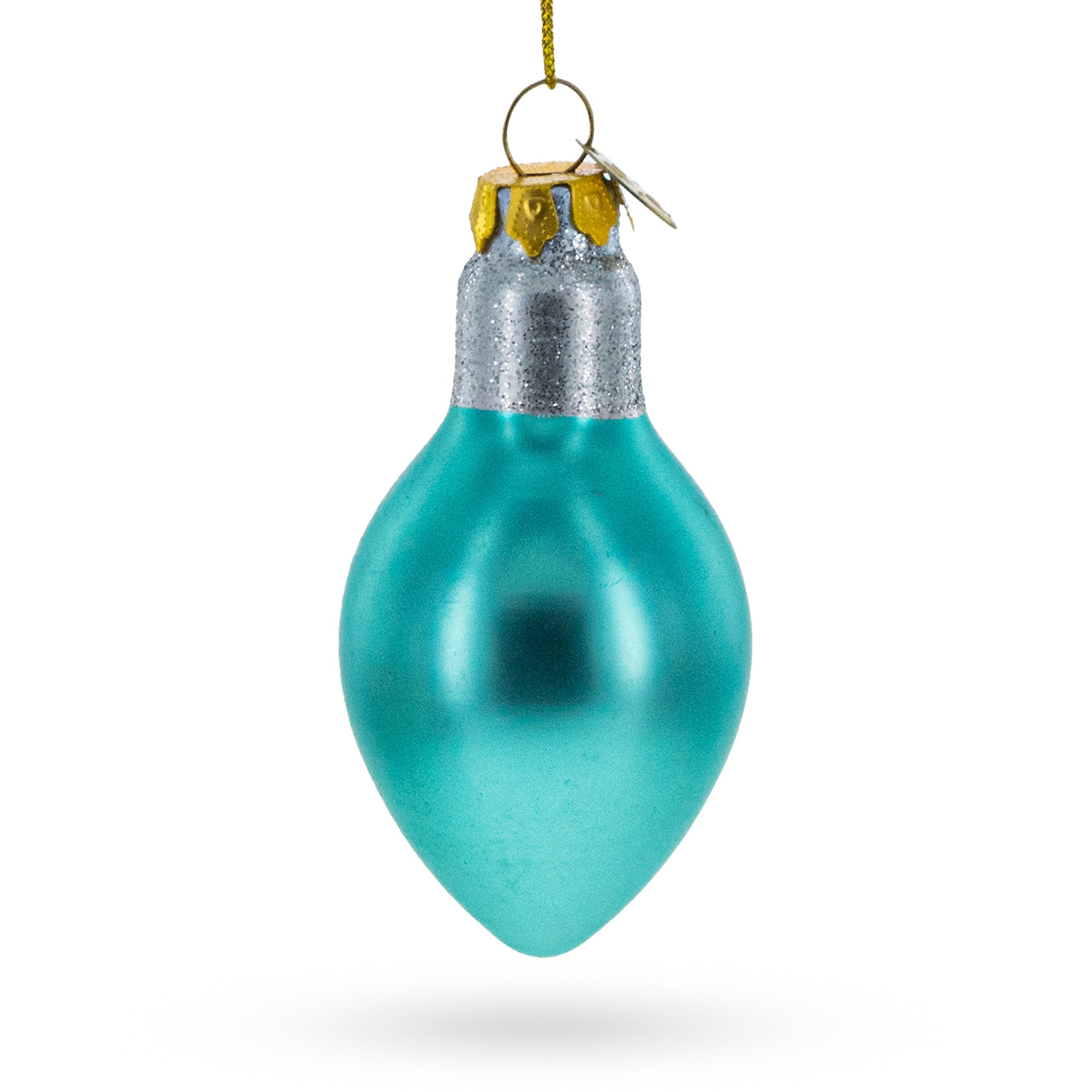 Shimmering Blue Light Bulb - Blown Glass Christmas Ornament