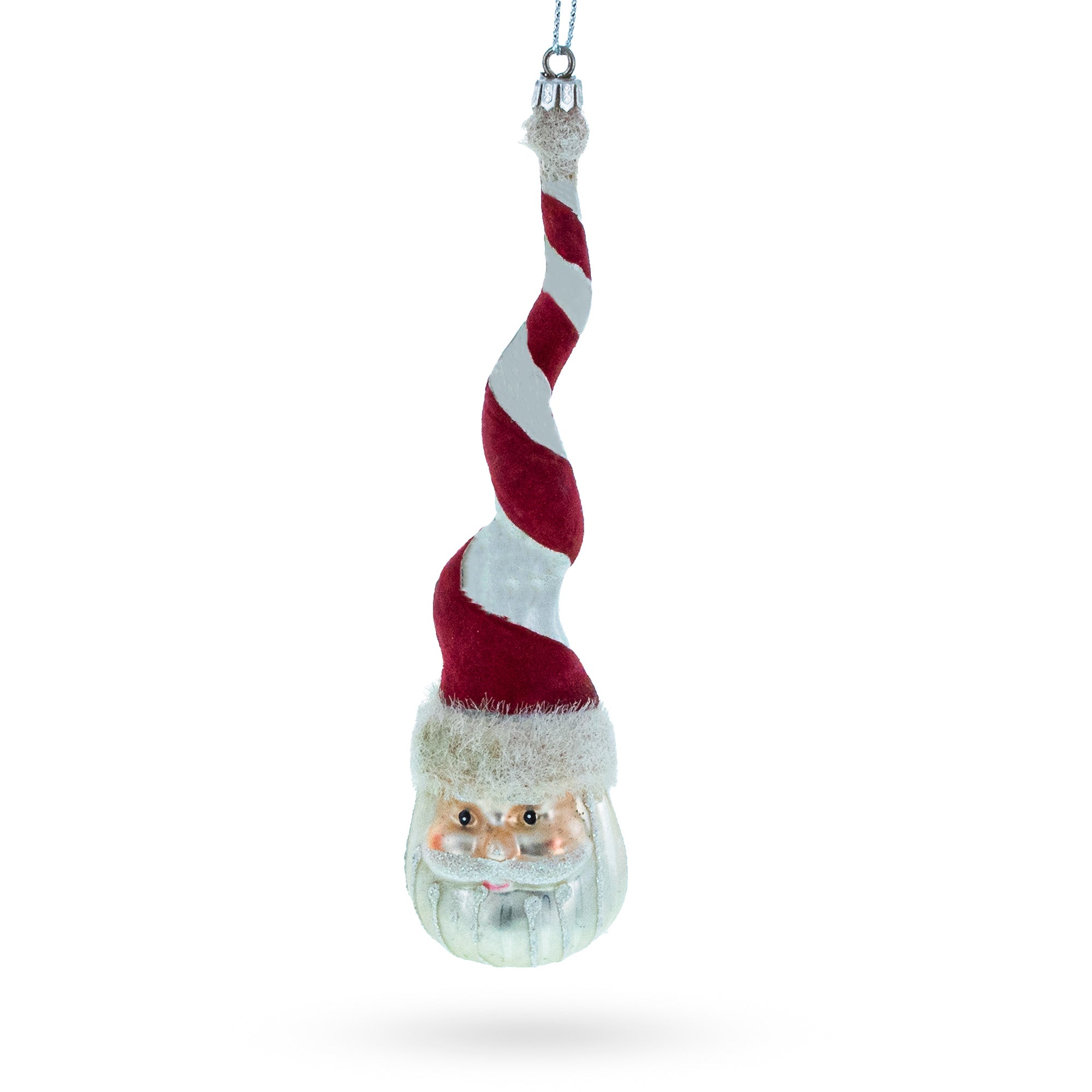 Santa With Quirky Twisted Hat - Blown Glass Christmas Ornament