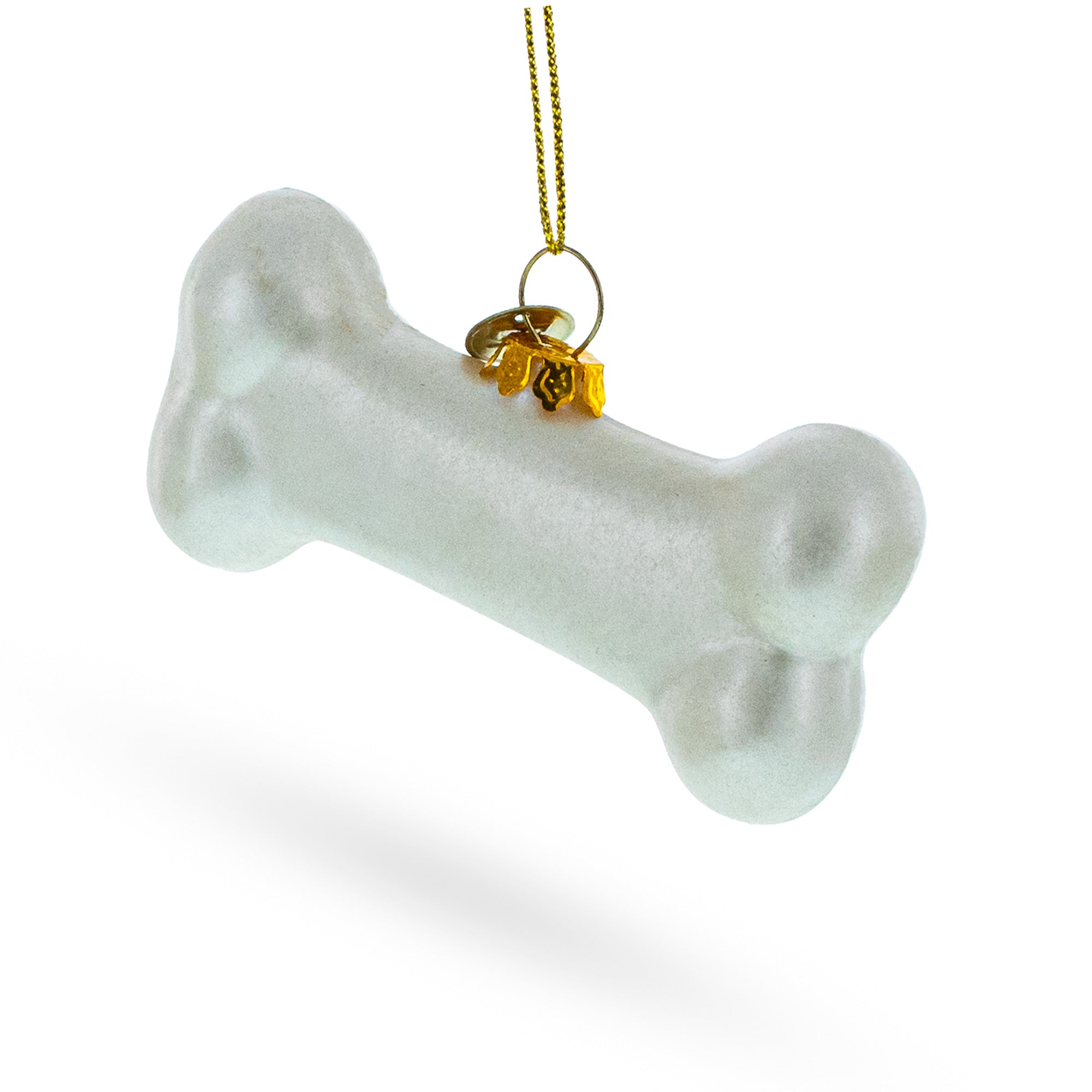 Festive White Bone - Blown Glass Christmas Ornament