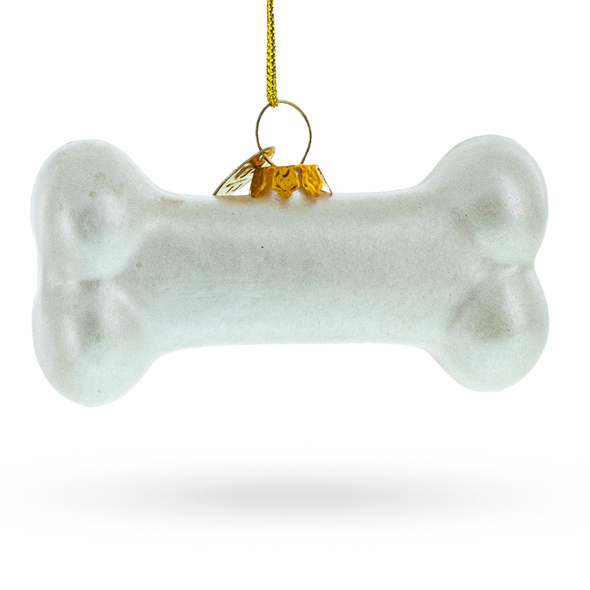 Festive White Bone - Blown Glass Christmas Ornament