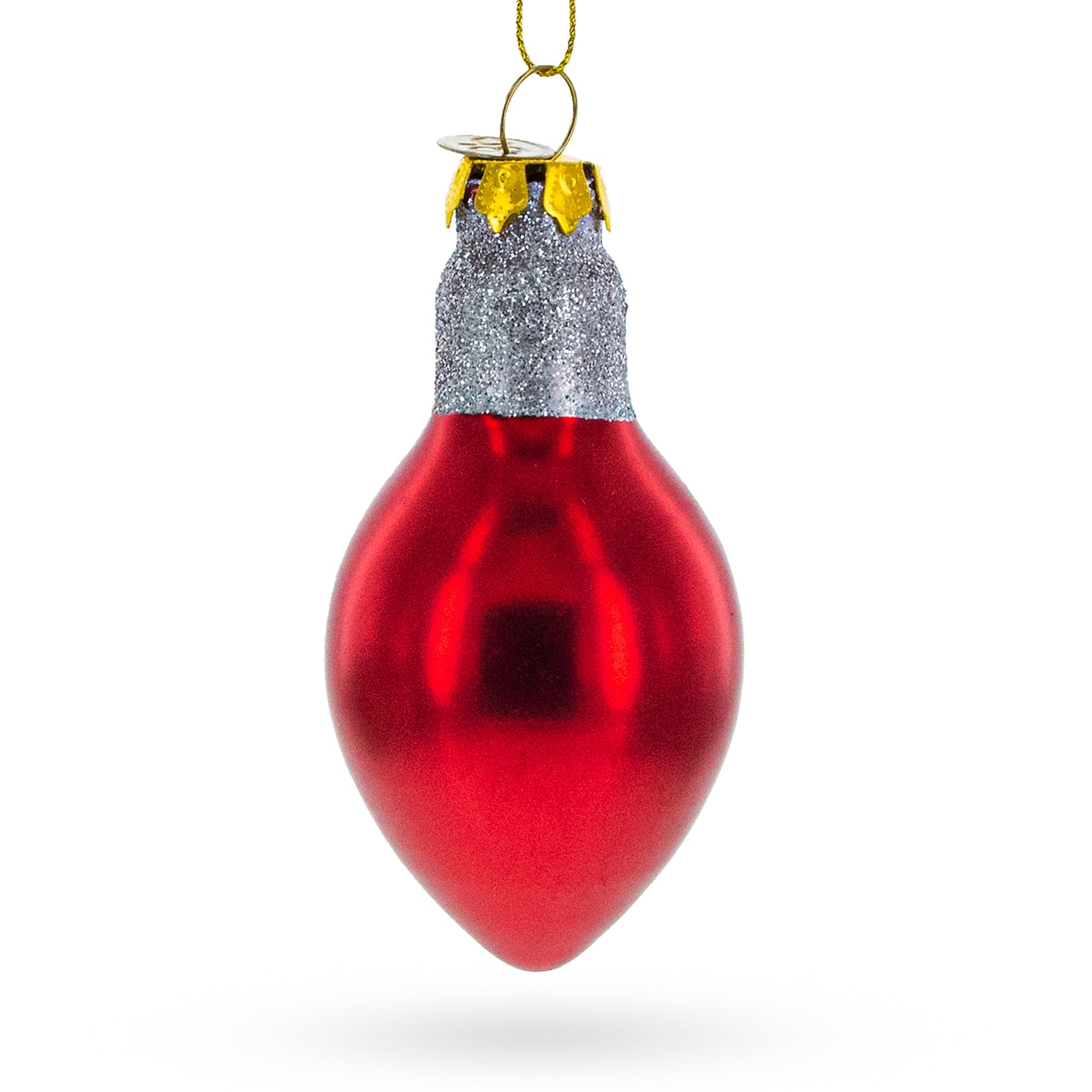 Red Festive Light Bulb - Blown Glass Christmas Ornament