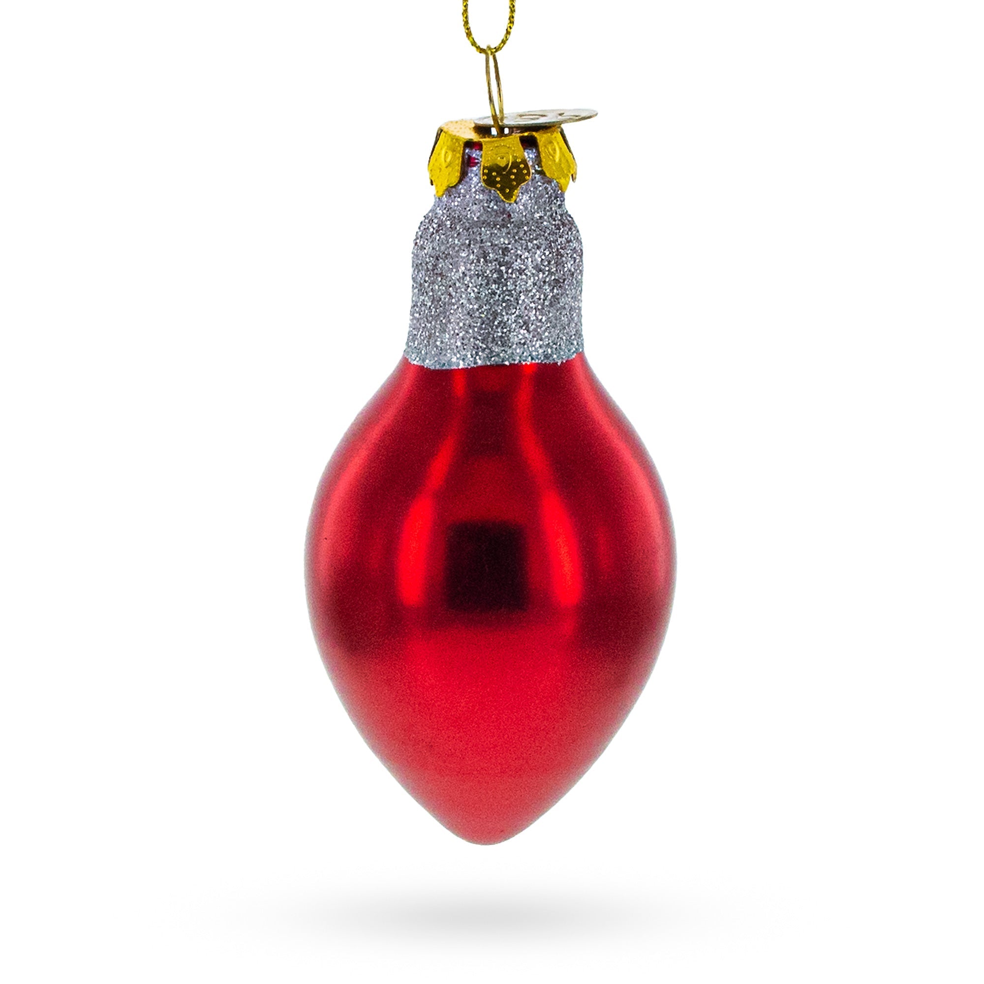 Red Festive Light Bulb - Blown Glass Christmas Ornament