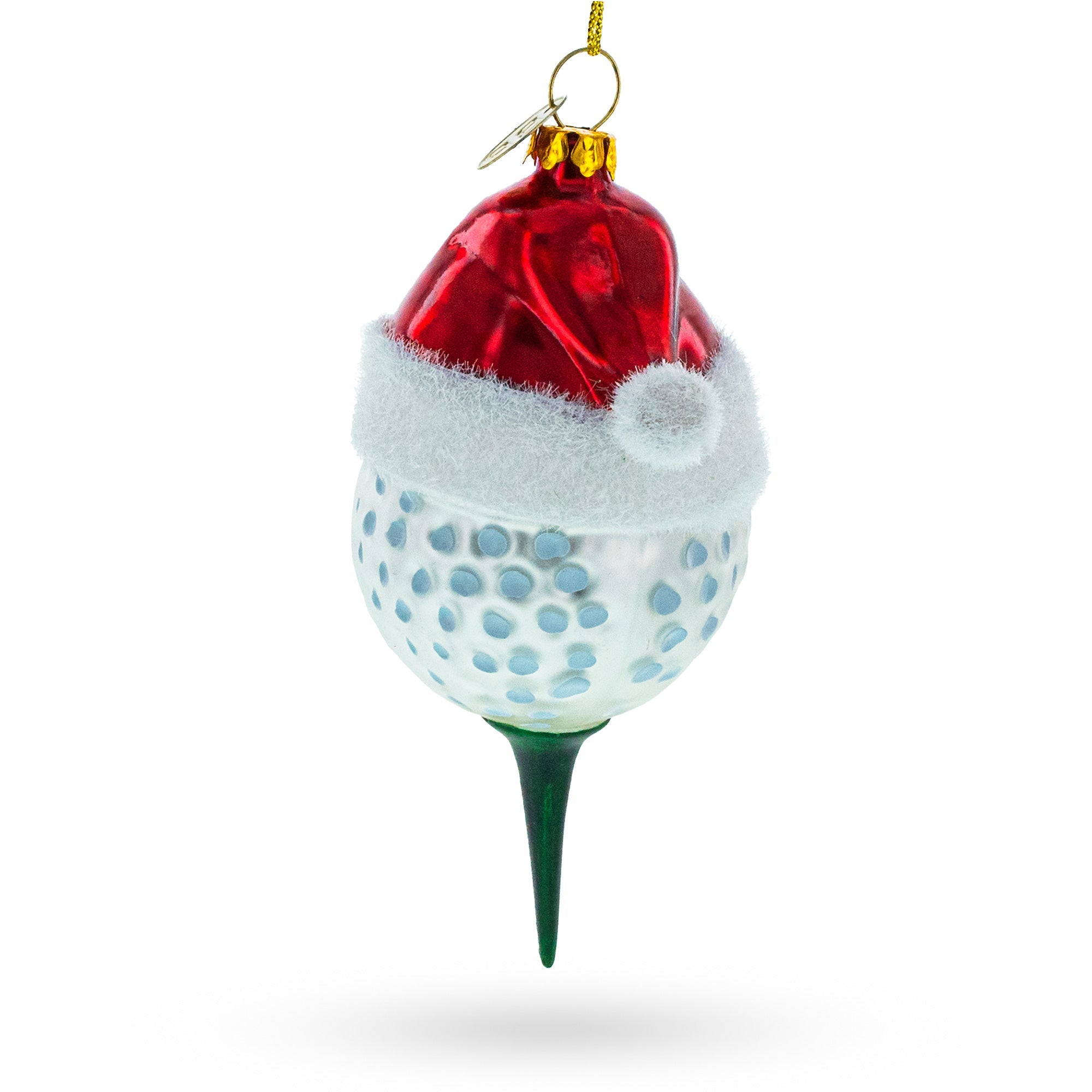 Golf Ball With Holiday Cheer - Blown Glass Christmas Ornament