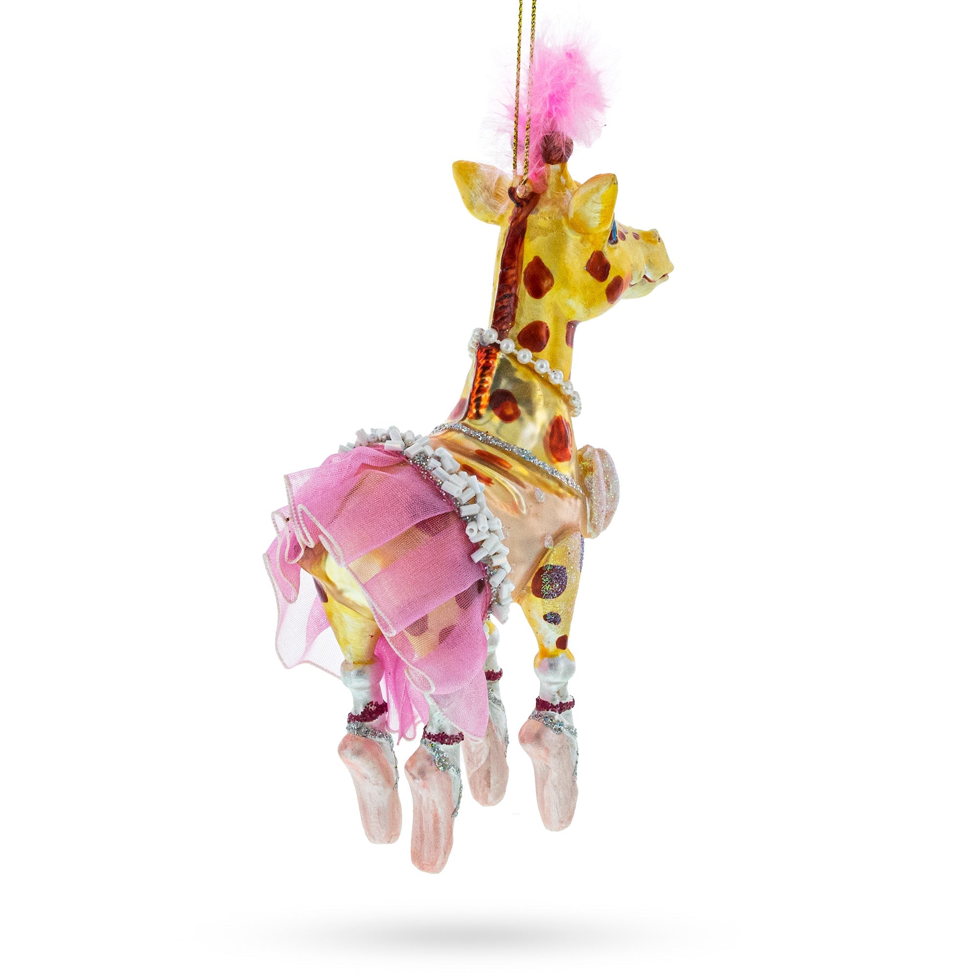 Twirling Giraffe Ballerina - Blown Glass Christmas Ornament