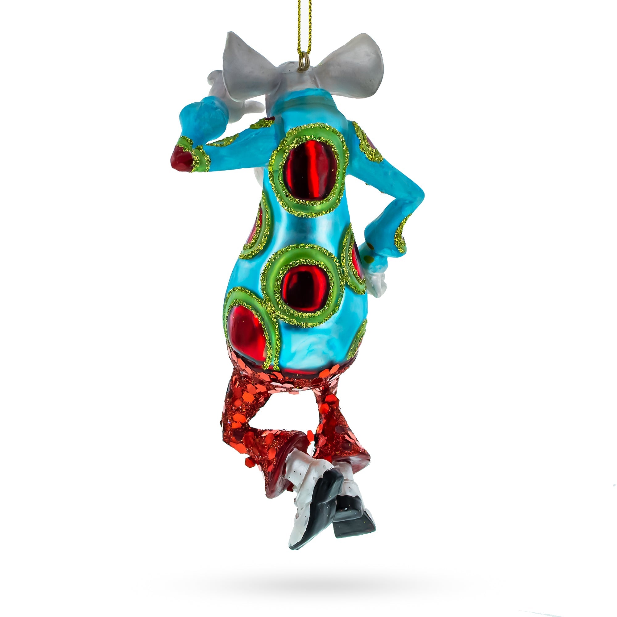 Groovy Disco Dancing Rat - Blown Glass Christmas Ornament