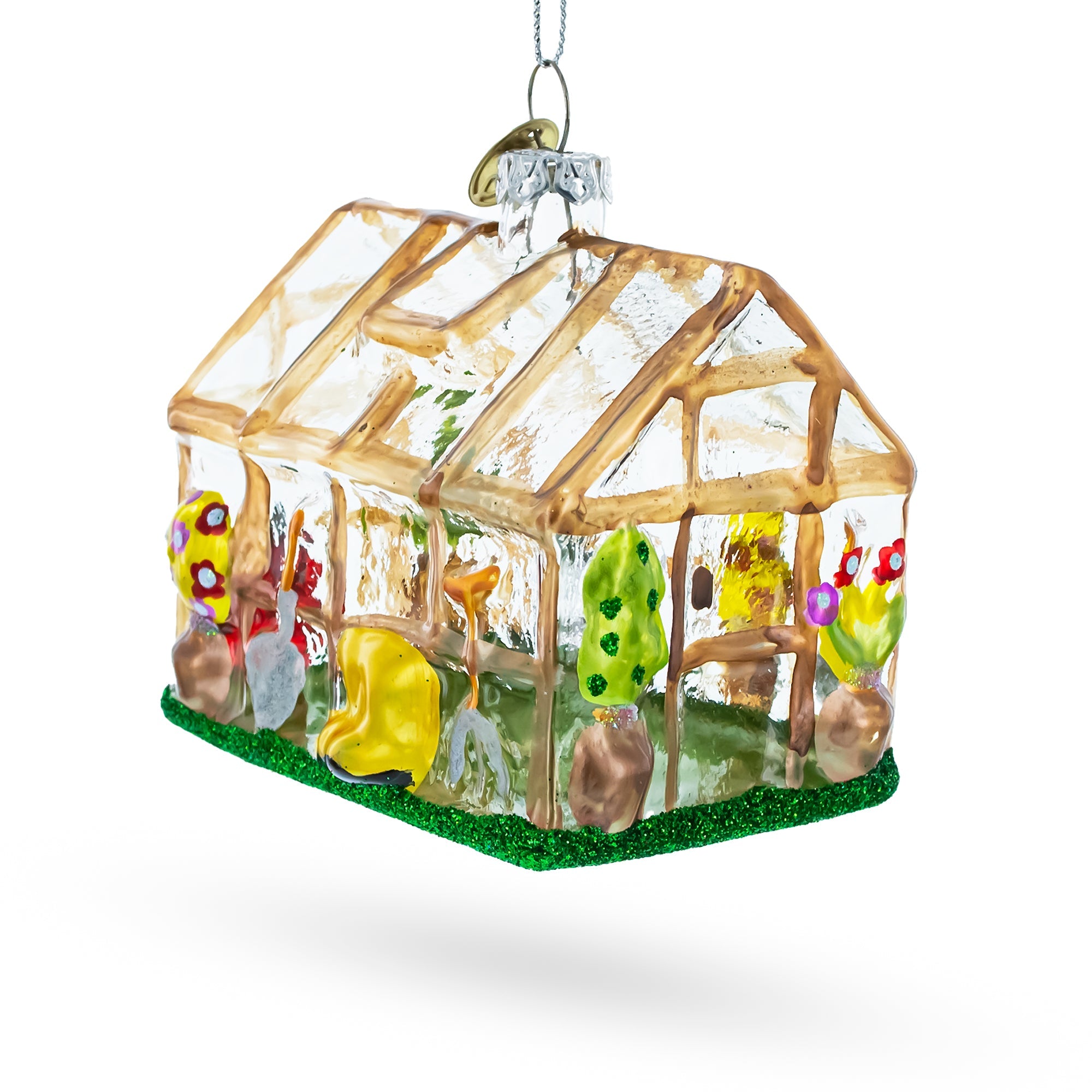 Gardener's Dream Greenhouse And Tools - Blown Glass Christmas Ornament