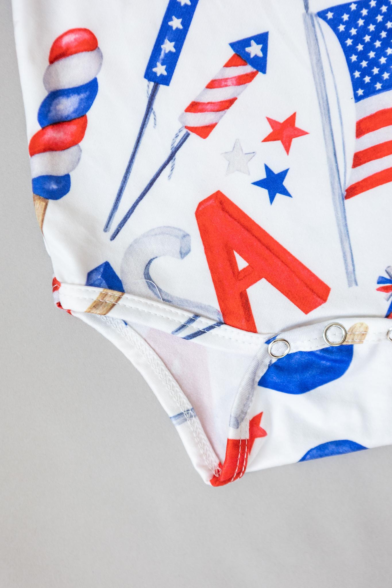 Party In The Usa S/s Flutter Bodysuit