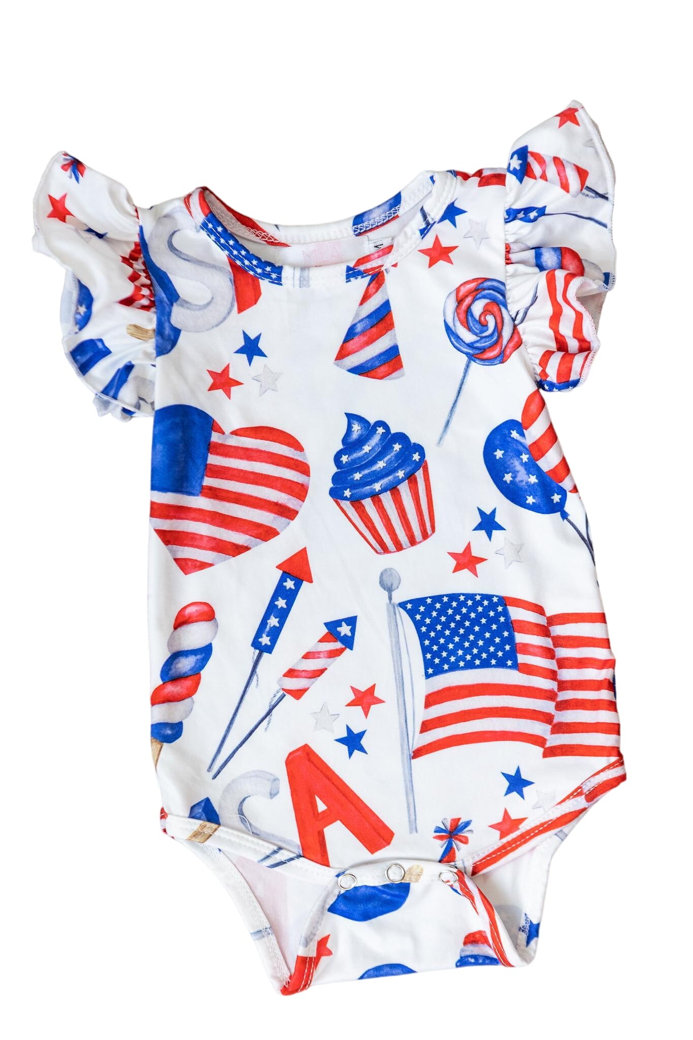 Party In The Usa S/s Flutter Bodysuit