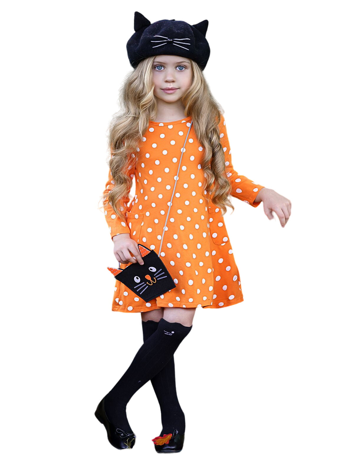 Precious Polka Dot Pocket Dress And Purse Set