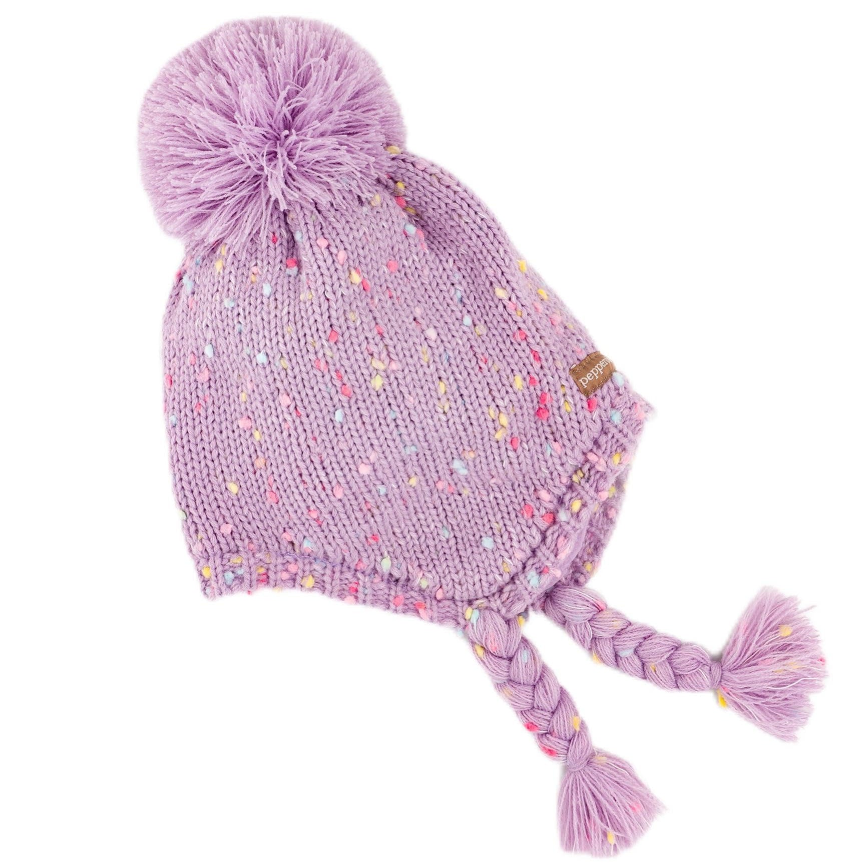 Girls Warm Knit Earflap Hat, Fleece Lined Cold-weather Essential For Kids 1-12 Years