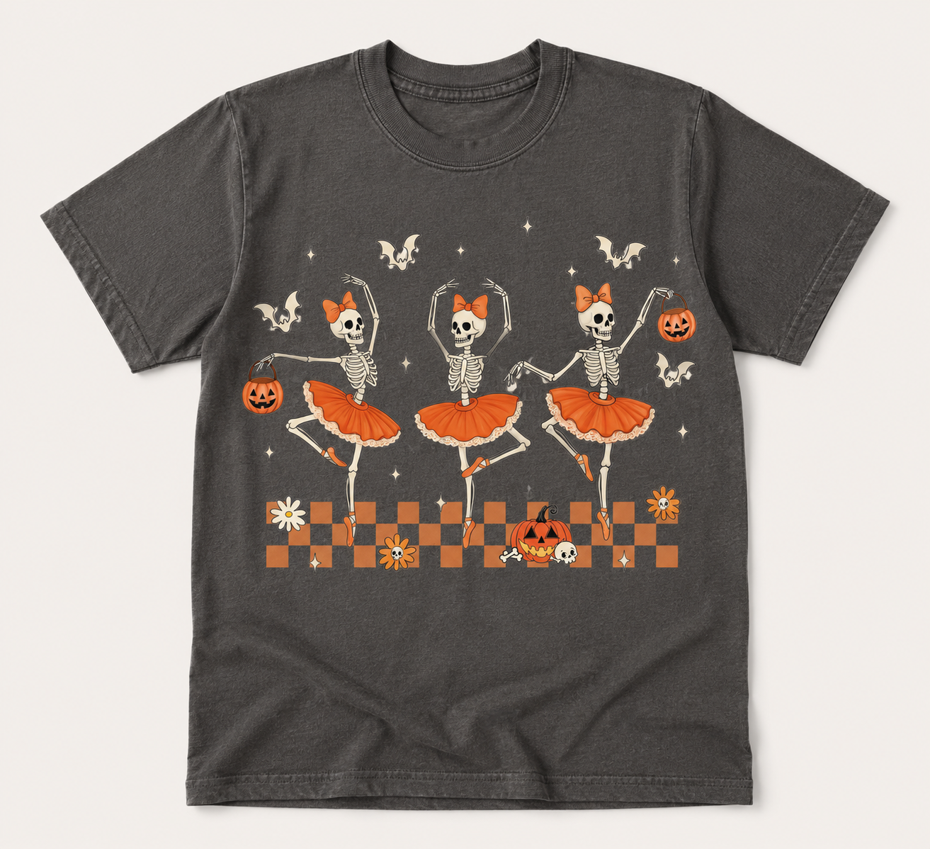 Kids Dancing Skeleton Ballerinas Halloween Youth Comfort Colors® T-shirt | Vintage Fall Graphic Tee