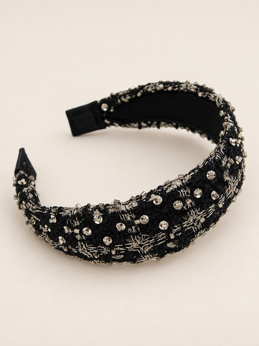 Celine Beaded Black Headband