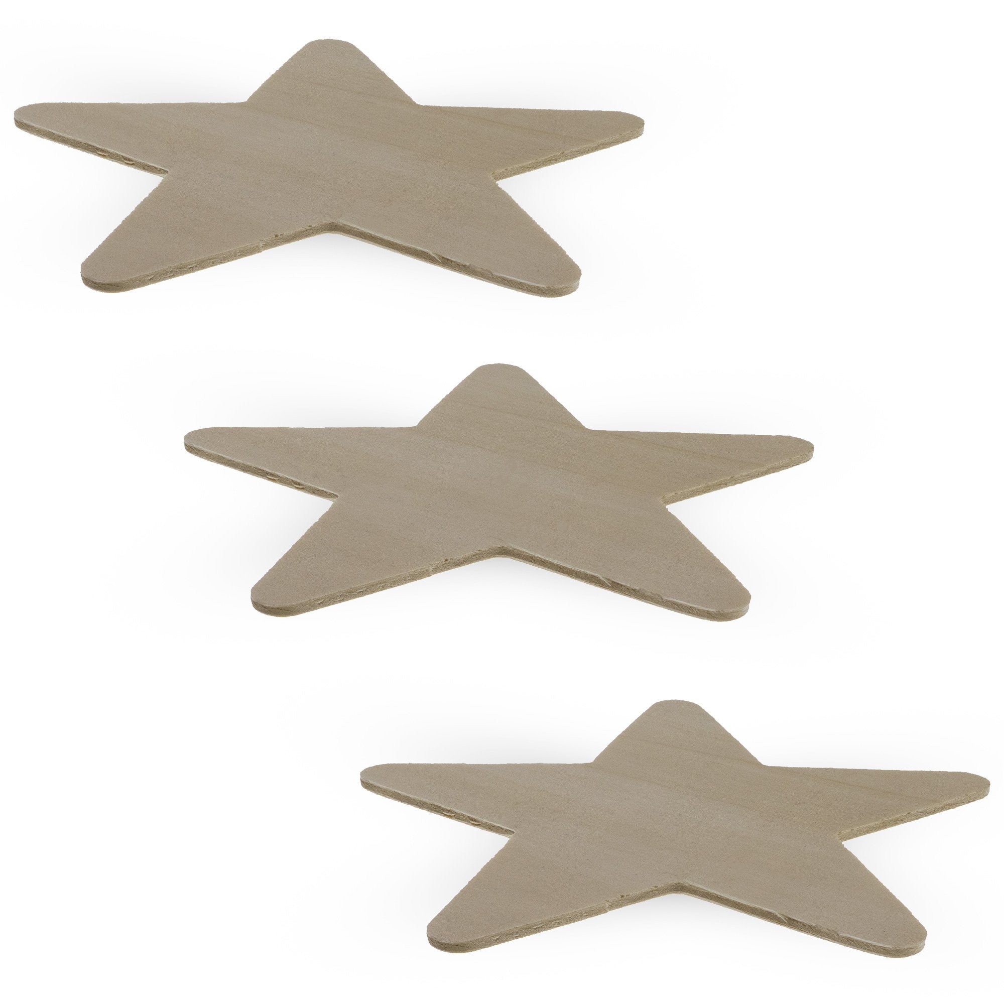 3 Unfinished Wooden Star Shapes Cutouts Diy Crafts 3.9 Inches